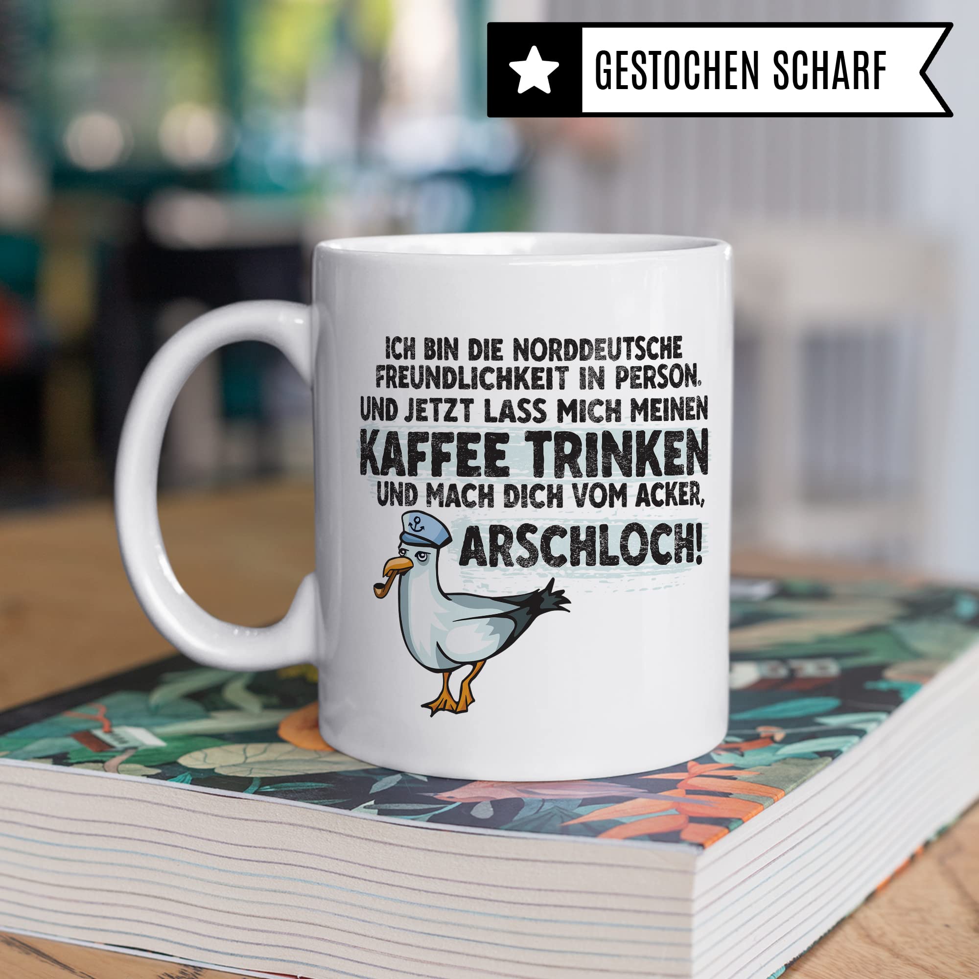 Moin Tasse Kaffee-Tasse Geschenkidee für Norddeutsche Norddeutschland Meer Nordsee Ostsee Kaffeebecher