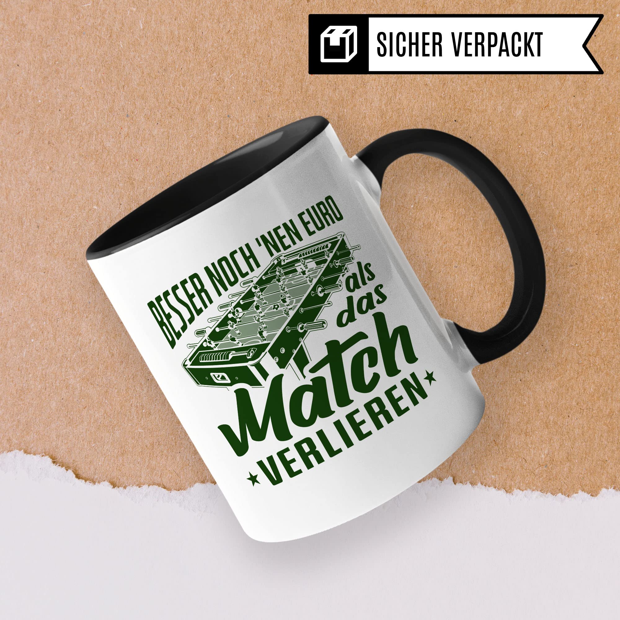 Kicker Tasse Geschenkidee Tischfußball Kaffeetasse Humor Witz Geschenk für Tischkicker Spieler Kaffeebecher Kickern Becher