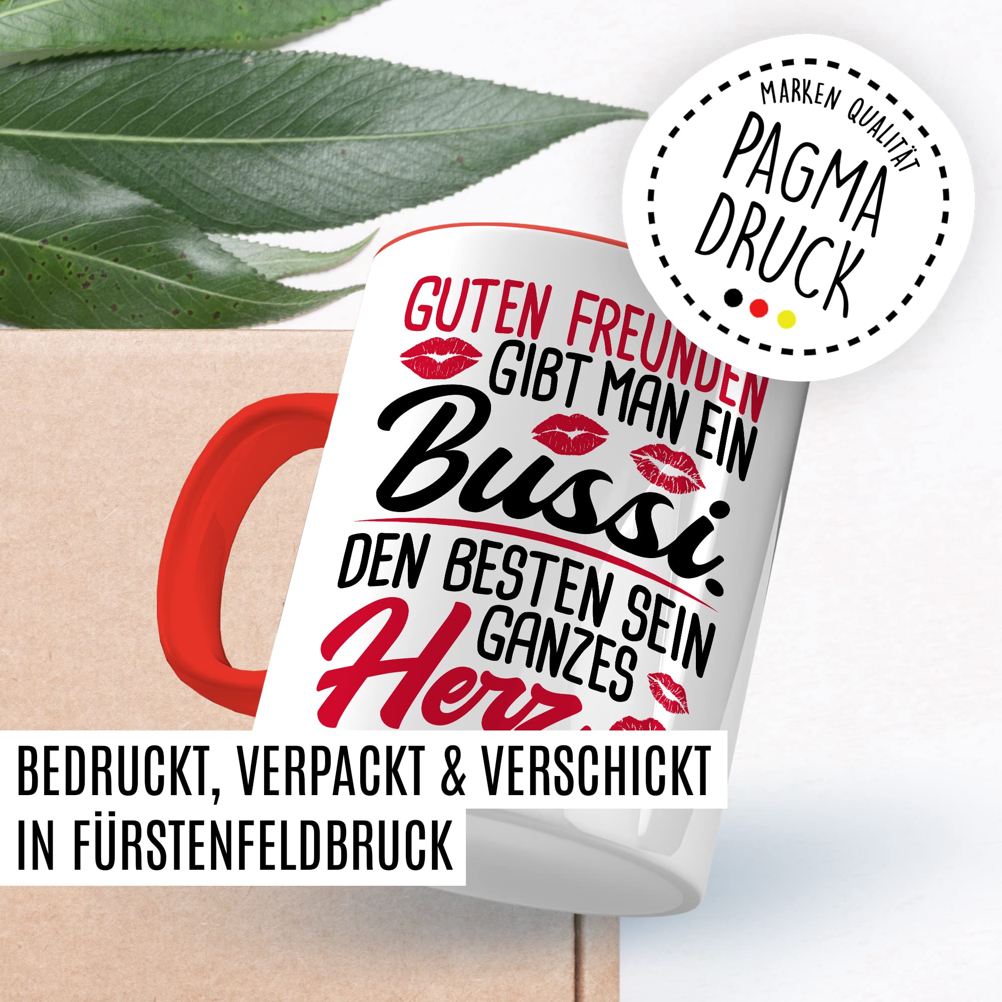 Freunde Tasse Freundinnen Kaffeetasse Freundschaft Kaffee-Becher Frauen Beste Freundin Geschenk-Idee Guten Freunden Bussi Besten Herz Spruch