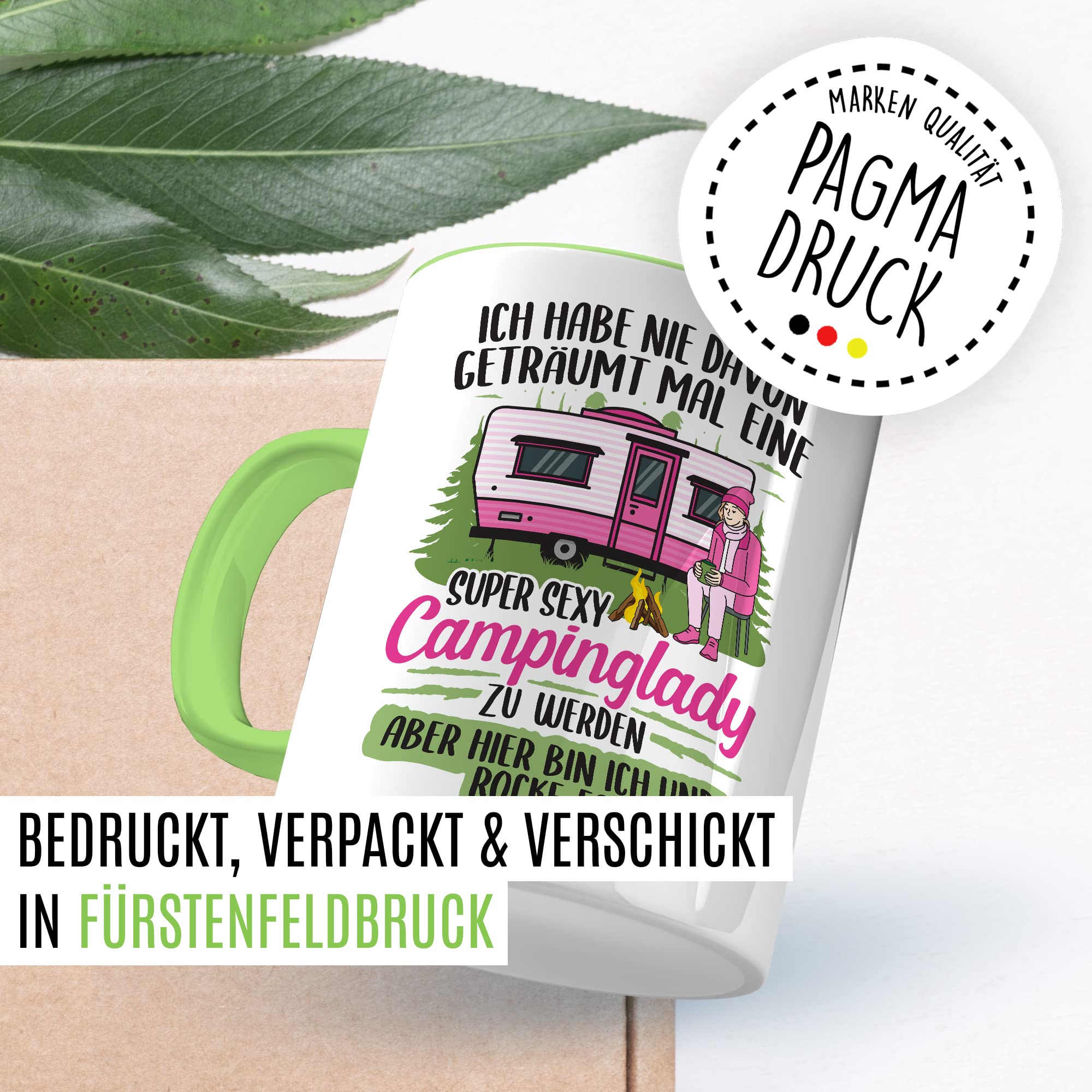 Becher Tasse Wohnmobil Wohnwagen Kaffeetasse Camping Geschenk Camperin Kaffee-Becher Geschenkidee Outdoorfans Zelten Abenteuer Reisen Spruch Humor Witz sexy Campinglady