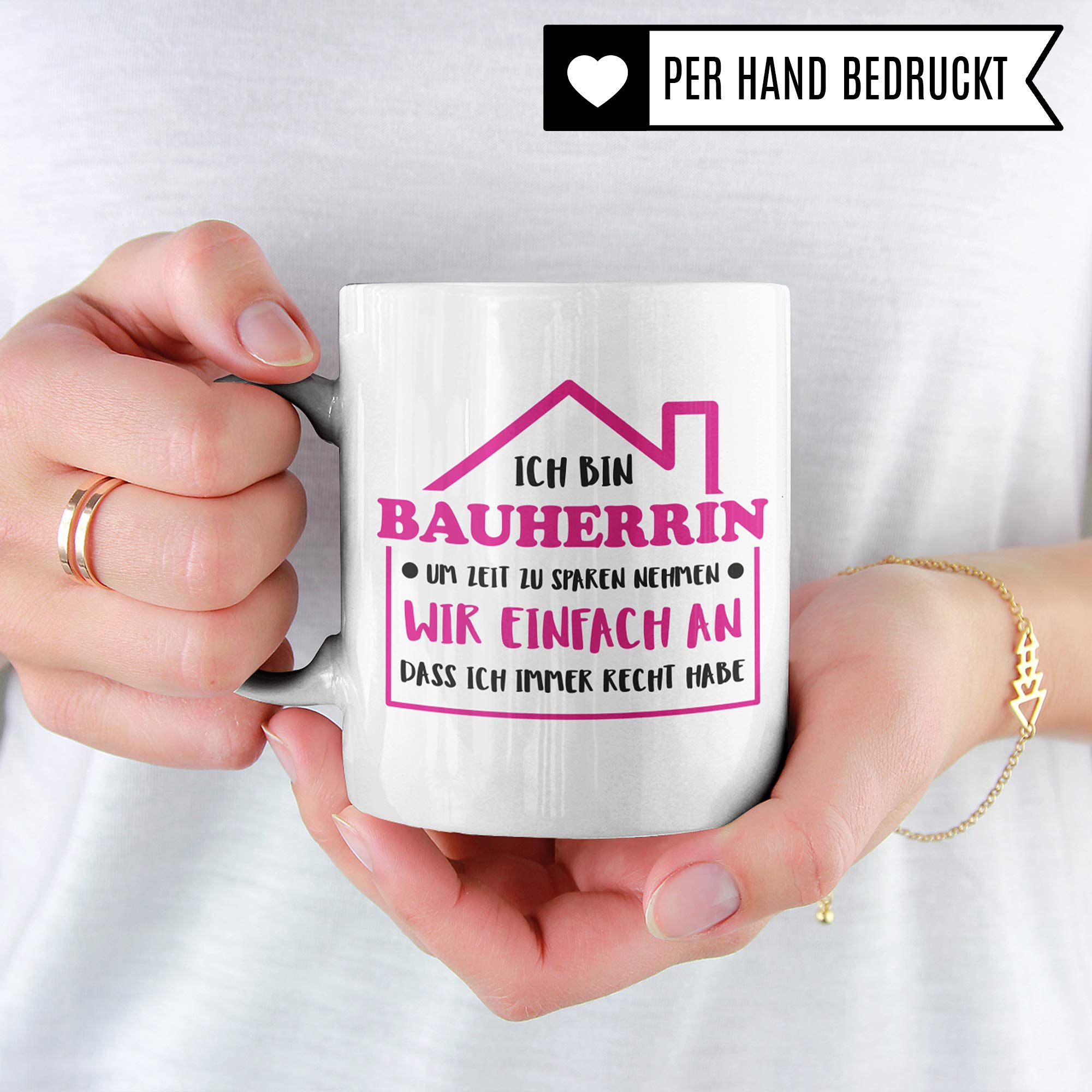 Pagma Druck Bauherrin Tasse, Geschenke zum Richtfest, Hausbau Richtfest Geschenkideen, Bauherrin Bauherr Hausbau Einweihung Becher, Einweihungsfeier Eigenheim Mitbringsel Kaffeetasse