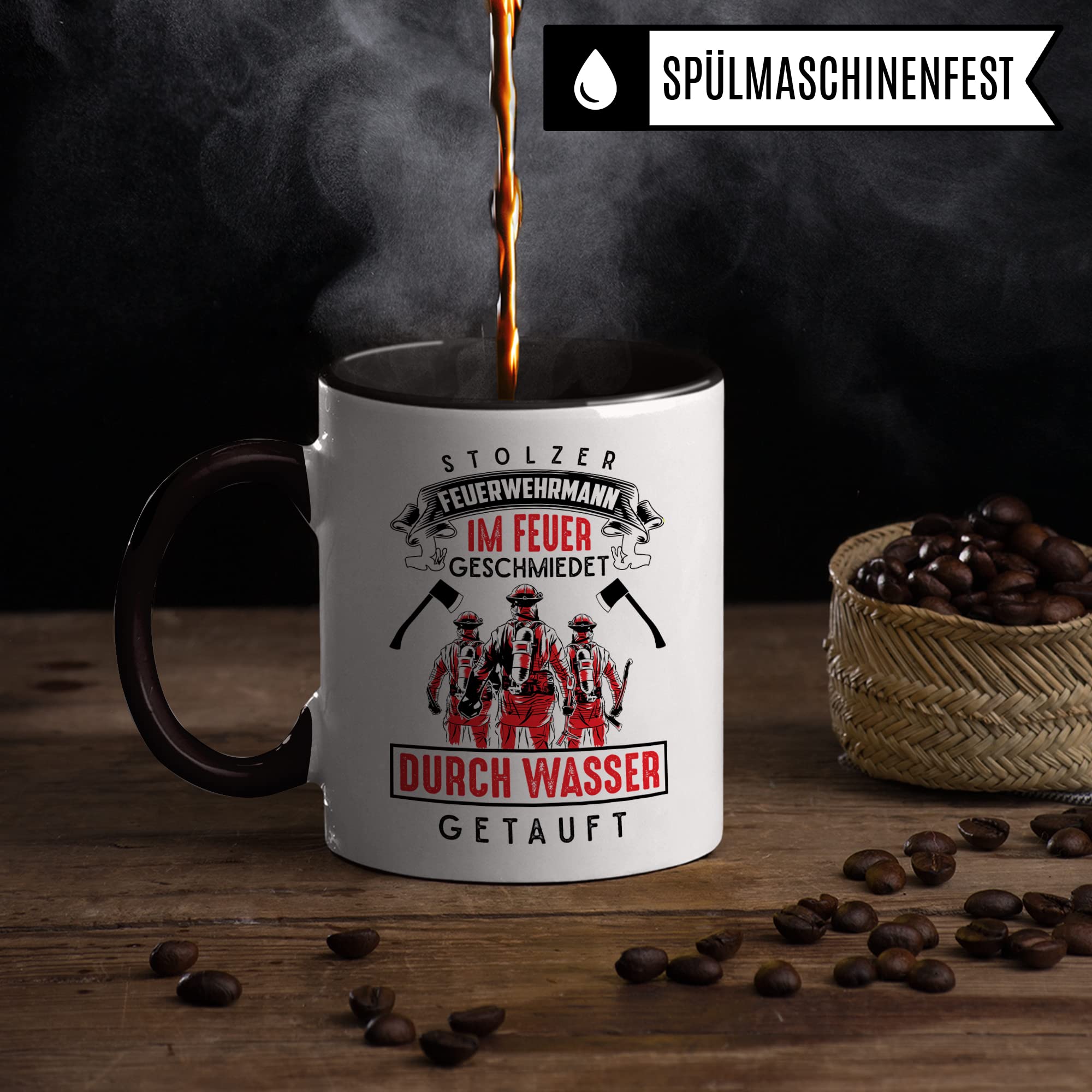 Feuerwehrmann Tasse, Feuerwehr Geschenk, Berufsfeuerwehr Kaffeebecher Kaffeetasse Humor Witz Geschenkidee für Feuerwehrwache Freiwillige Feuerwehr Becher