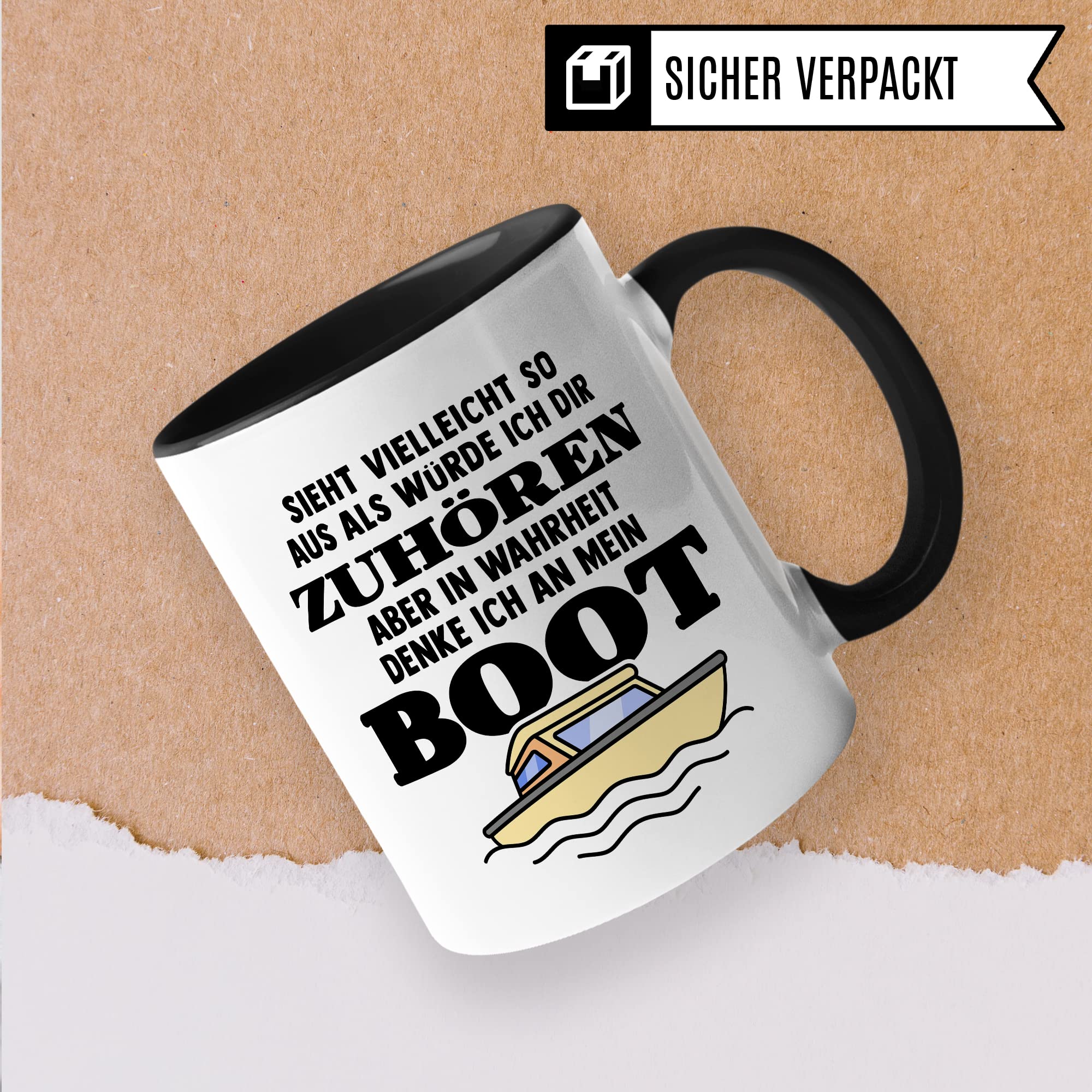 Tasse Boot, Sieht vielleicht so aus als würde ich dir zuhören aber in Wahrheit denke ich an mein Boot Kaffee-Becher Kapitän Geschenkidee Bootsliebhaber Kaffeetasse Geschenk Bootbesitzer