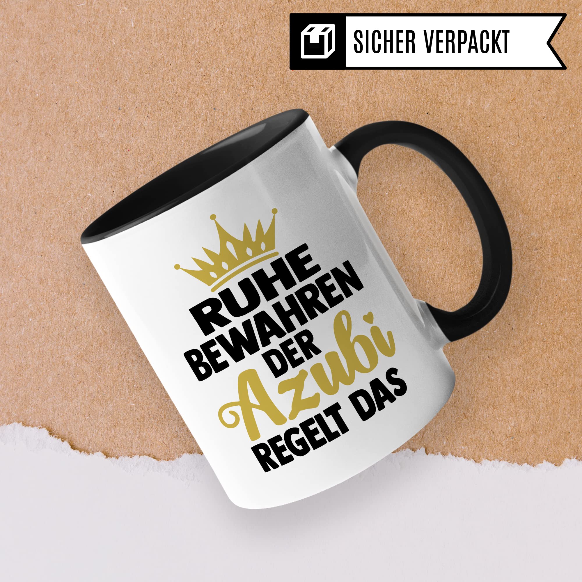 Azubine Tasse Geschenk, Ruhe bewahren die Azubine regelt das Kaffetasse mit Spruch lustig Geschenkidee Auszubildende Kaffee-Becher Humor Teetasse Ausbildung Lehrling