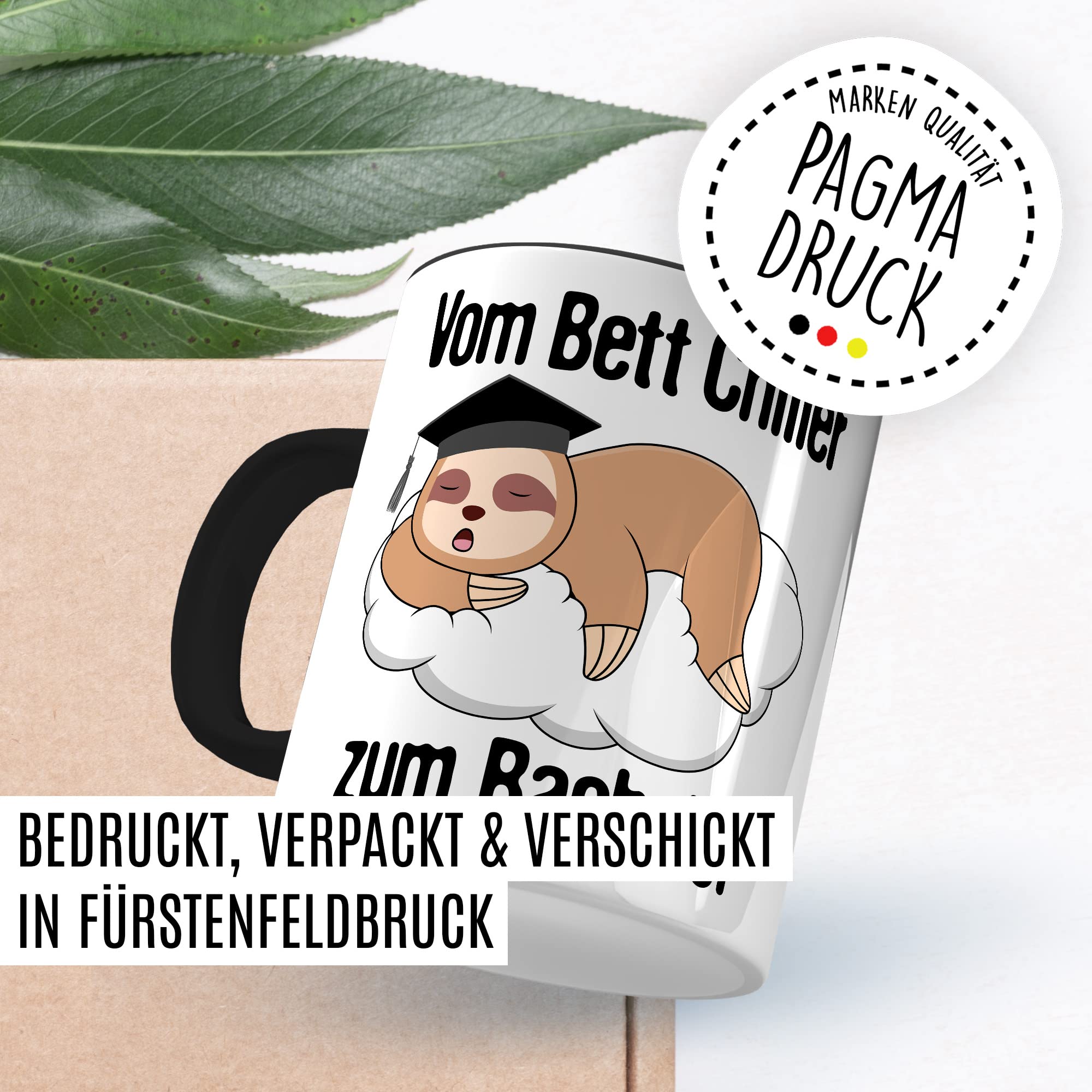 Bachelor Tasse Studenten Geschenk Humor Kaffeetasse mit lustigen Spruch Uni Kaffeebecher Studentin Geschenkidee Faultier Teetasse