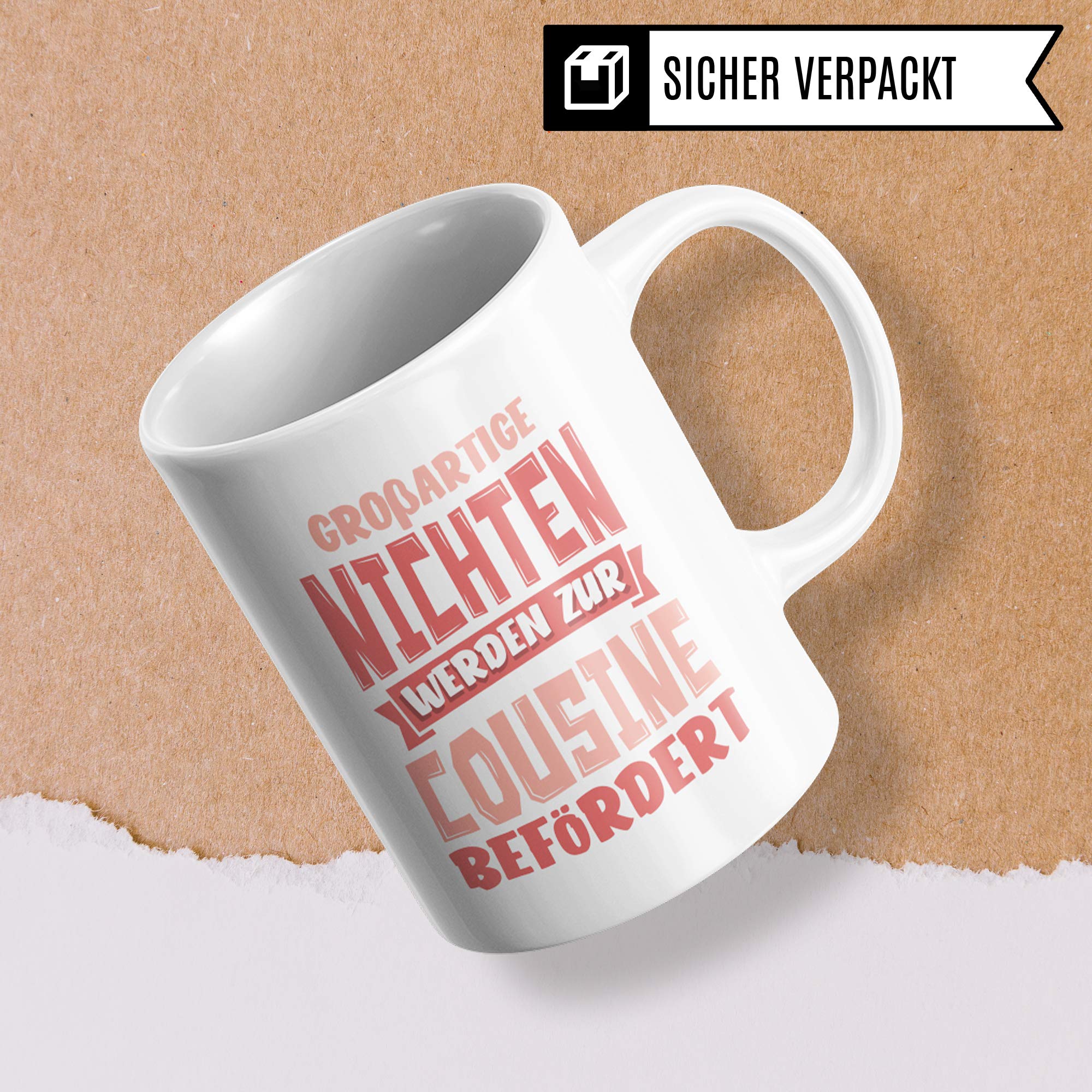 Pagma Druck Tasse Cousine, Becher Cousine Geschenk, Kaffeetasse Beste Cousine der Welt Geschenkideen, Familie Witz Kusine Kaffeebecher lustig