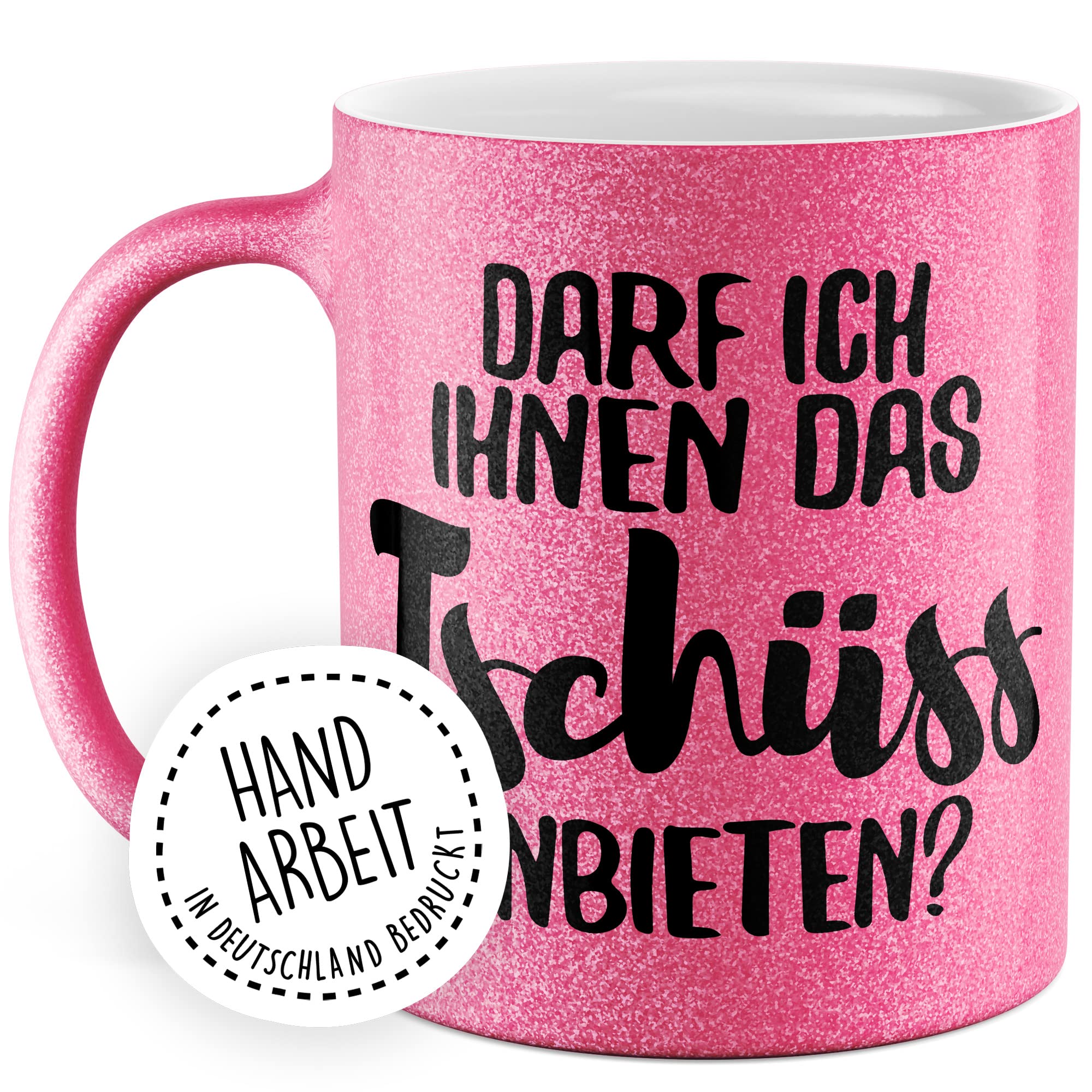 Tasse mit Spruch Büro lustig Kaffeetasse Arbeit Kaffee-Becher mit Witz Arbeitsplatz Job Geschenkidee Humor Geschenk Kollegin Chef Kollege Darf ich ihnen das tschüss anbieten Sarkasmus