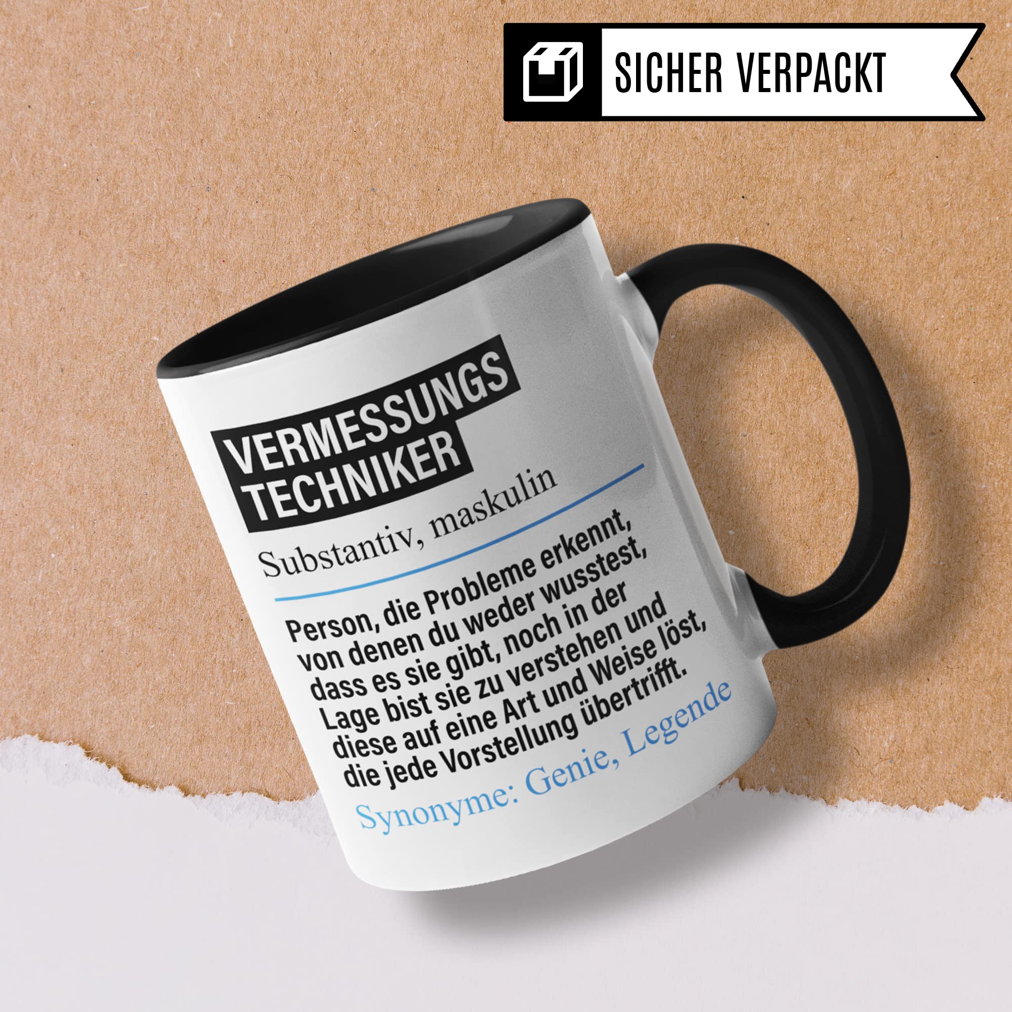 Tasse Vermessungstechniker lustig, Vermessungstechniker Geschenk Beruf, Spruch Kaffeebecher Vermessungstechnik Geschenkidee, Beruf Kaffee-Tasse Teetasse Becher