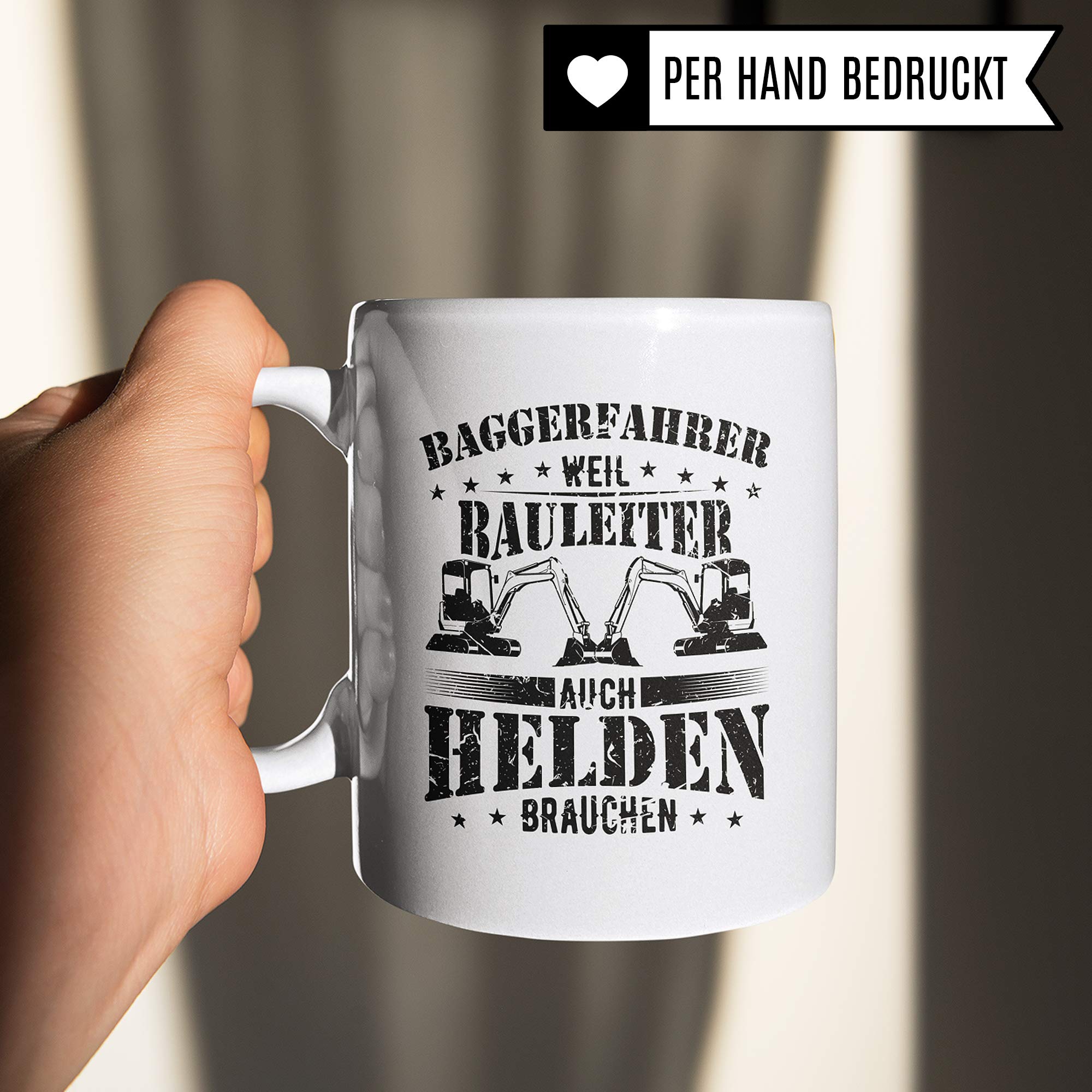 Pagma Druck Baggerfahrer Geschenk Becher, Bagger Tasse, Geschenkidee Baumaschinen Baggerführer Radladerfahrer, Kaffeetasse Baumaschinenführer Baumaschinist Kaffeebecher