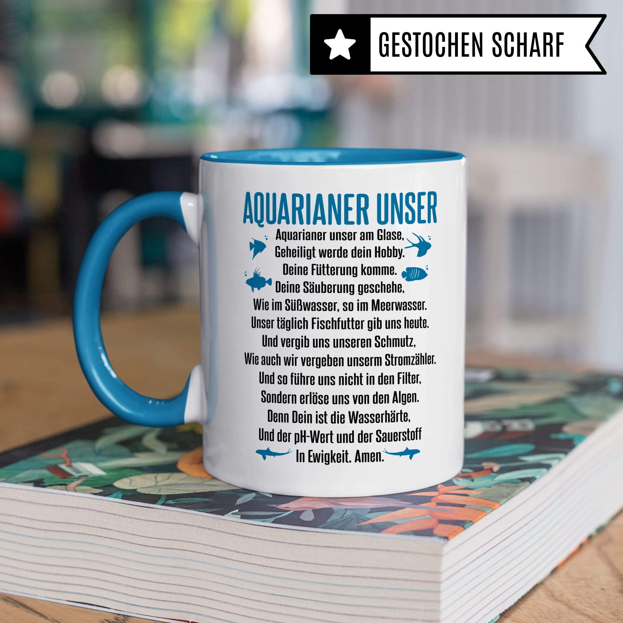 Aquarium Tasse - AQUARIANER UNSER, Fische Geschenk - Aquarium Fans Spruch lustig Geschenkidee - Fischeliebhaber Aquariumbesitzer Kaffee-Becher
