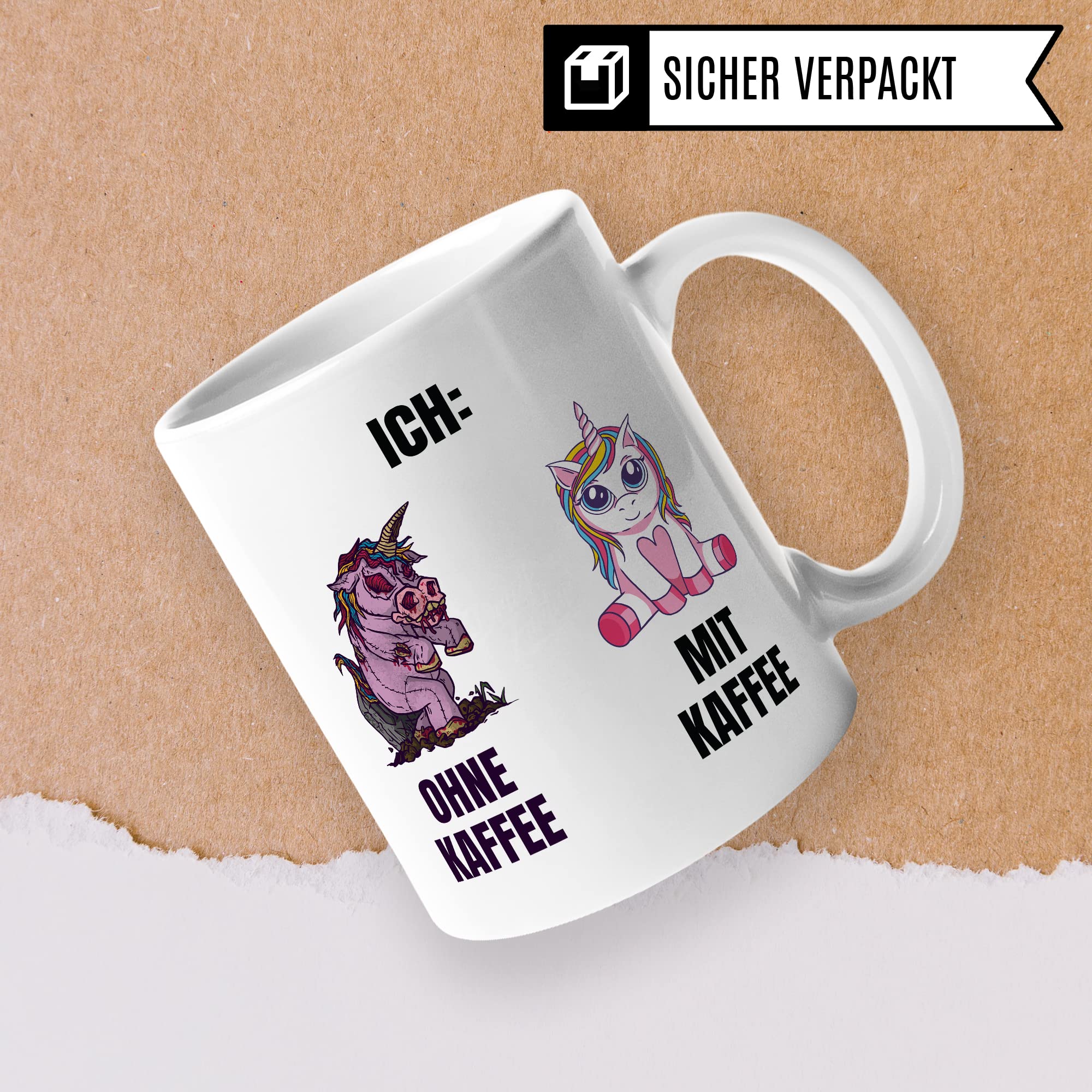 Einhorn Tasse Geschenk Kaffeetasse mit Spruch lustig Ohne Kaffee mit Kaffee, Geschenk-Idee Kaffeeliebhaber Kaffeetrinker Kaffee-Becher Humor Witztasse