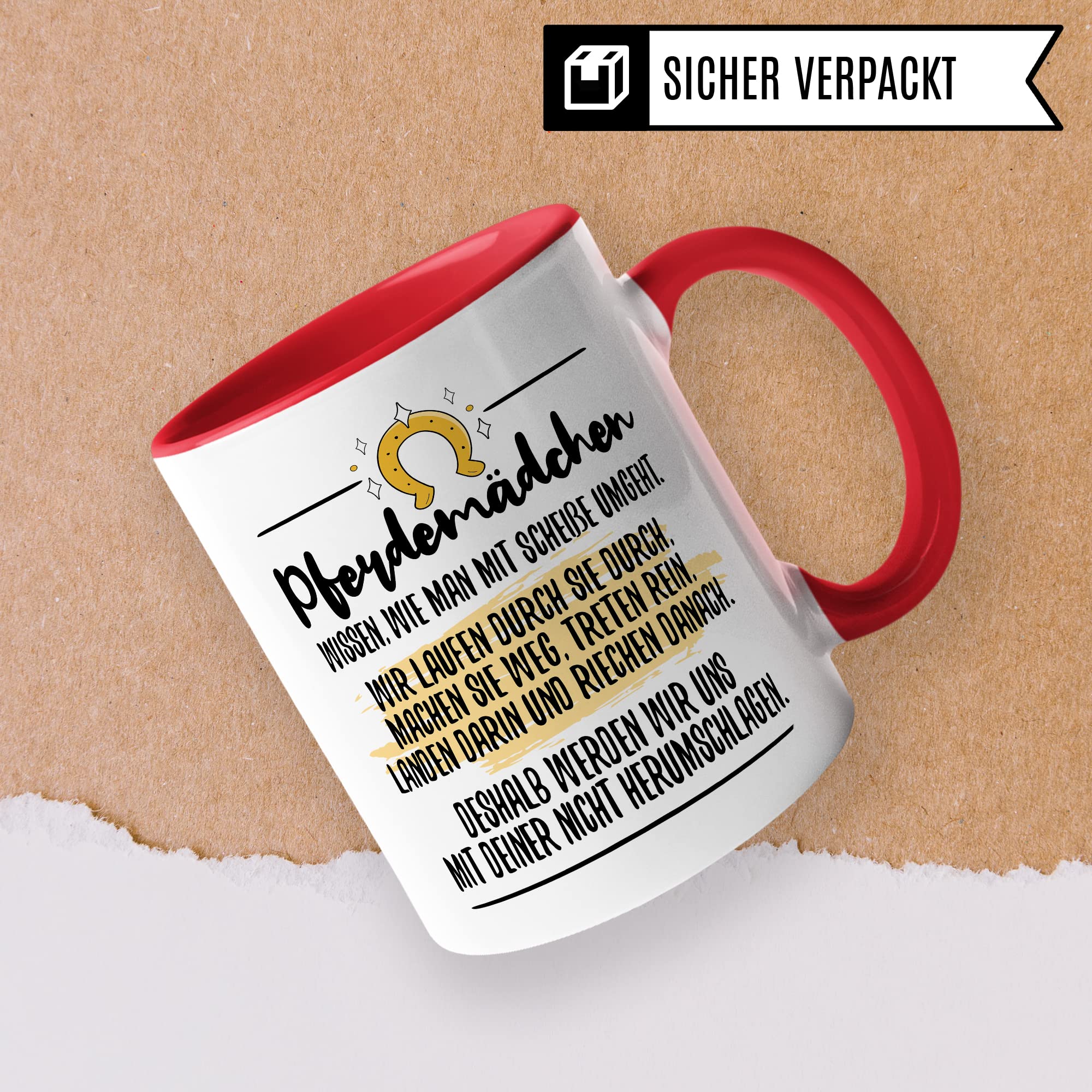 Tasse Pferdemädchen Pferd Pferde Kaffeetasse Reiterin Kaffee-Becher Reiten Teetasse Stallmädchen Pferdeliebhaber Geschenk Geschenkidee Stall Reiter Scheiße umgehen herumschlagen