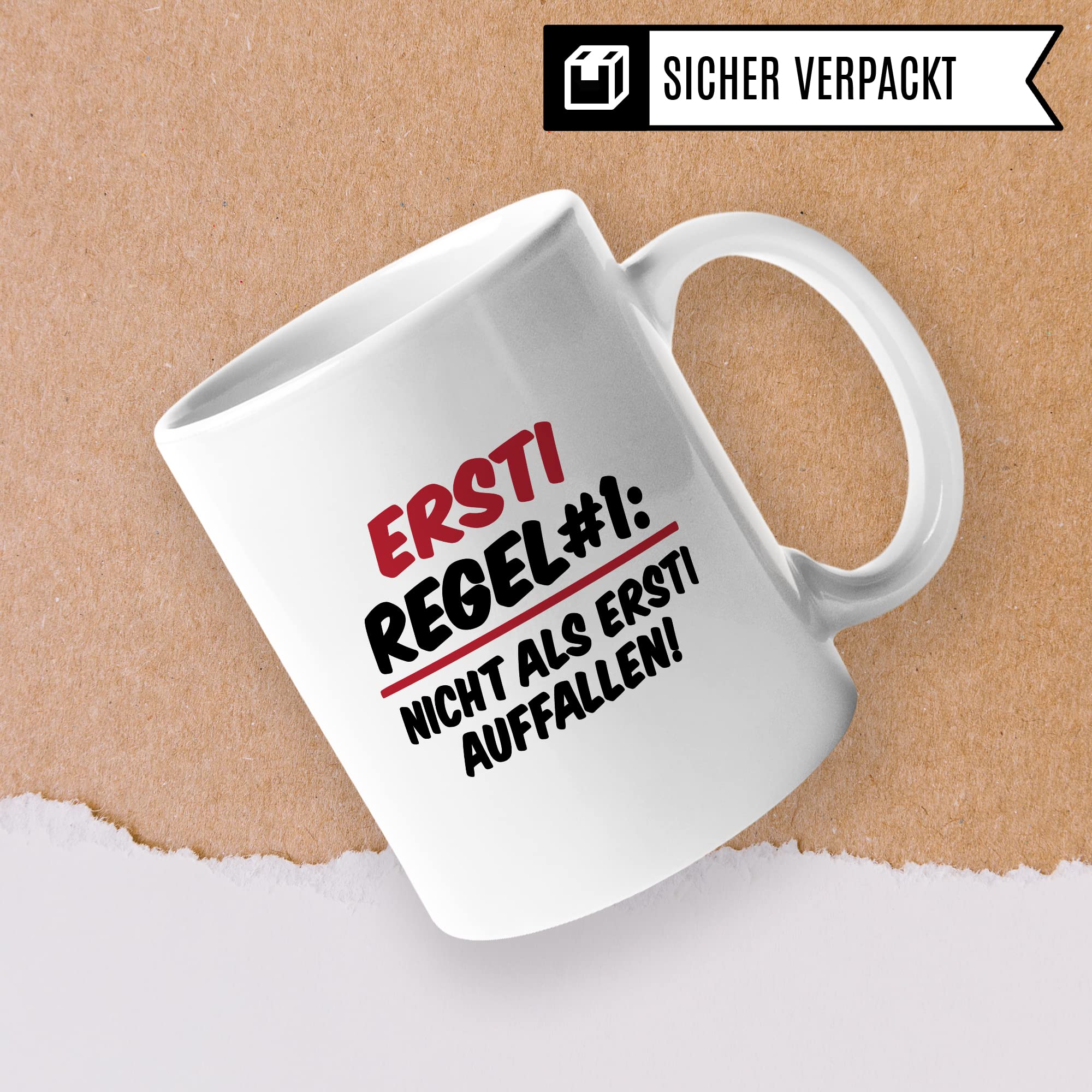 Ersti Tasse lustig Student Kaffeetasse Witz Studentin Kaffee-Becher Humor erstes Semester Geschenk Studienbeginn Geschenkidee Erstsemester Regel Nr 1 Regeln Verhaltensregeln