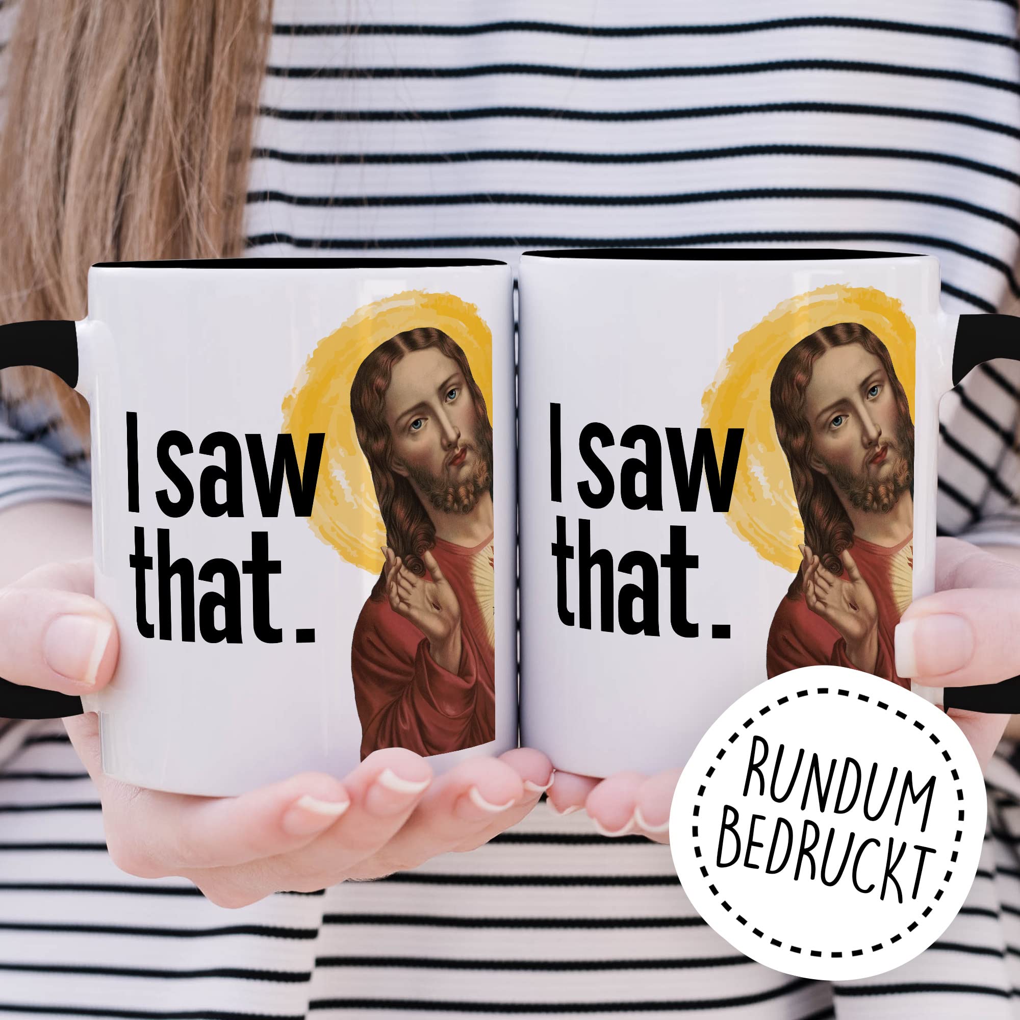 Jesus Tasse Meme Geschenkidee Humor Kaffeetasse mit lustigen Spruch Geschenk für Kollege Kaffeebecher Christus Peeking Becher