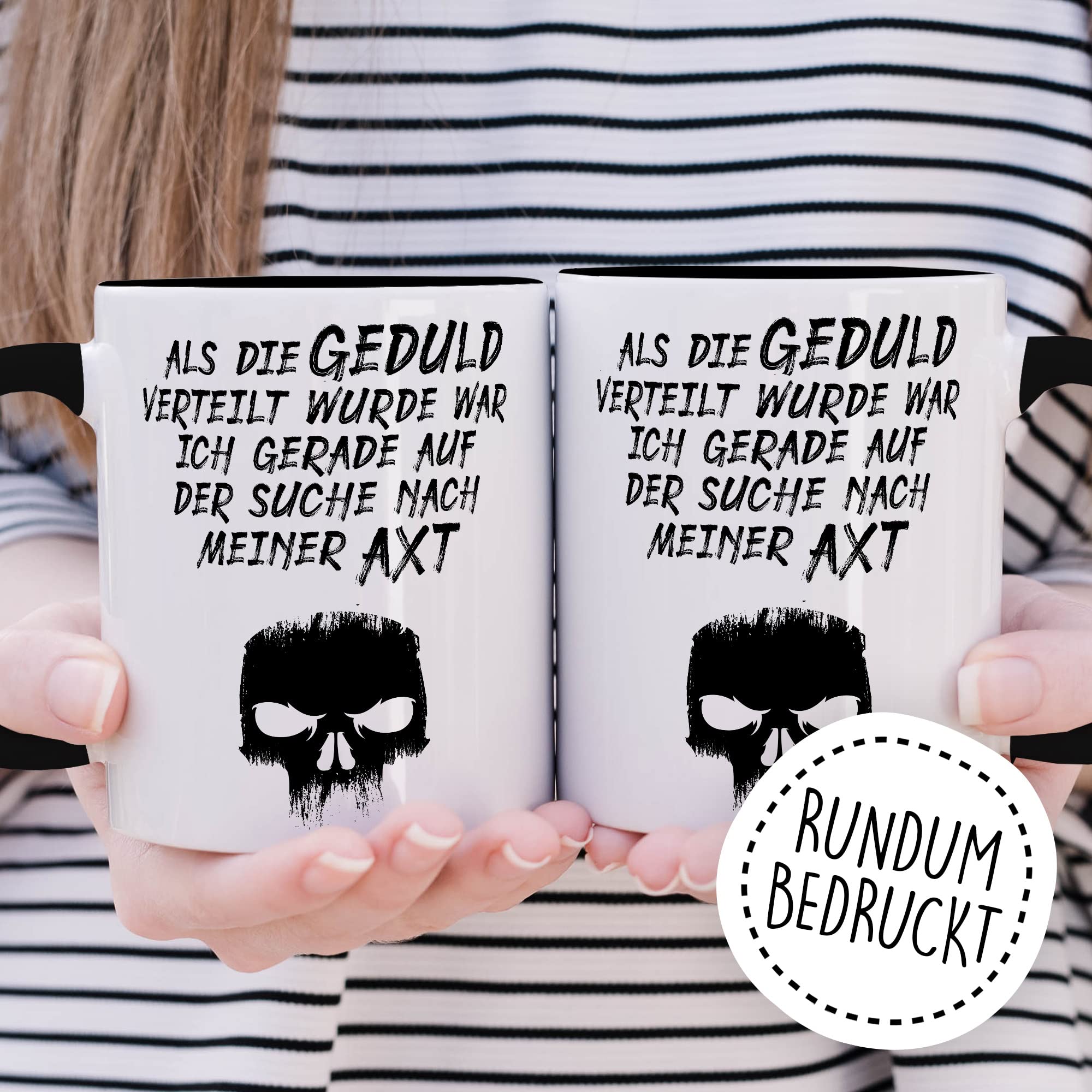 Lustige Tasse mit Spruch Kaffeetasse Humor Kaffee-Becher mit Witz Sarkasmus Geschenk Freunde Geschenkidee Kollegen Teetasse Als Geduld verteilt wurde war ich auf der Suche nach meiner Axt