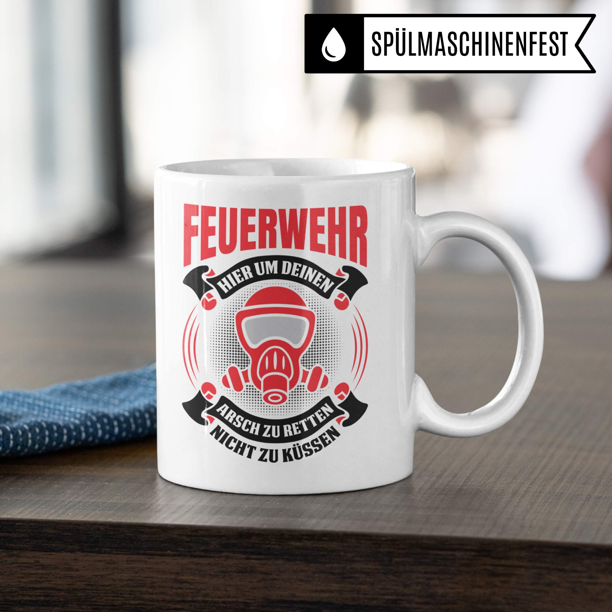 Pagma Druck Feuerwehr Tasse Geschenk, Feuerwehrmann Spruch Becher Geschenkidee, Kaffeetasse Freiwillige Feuerwehr (Weiß/Weiß)