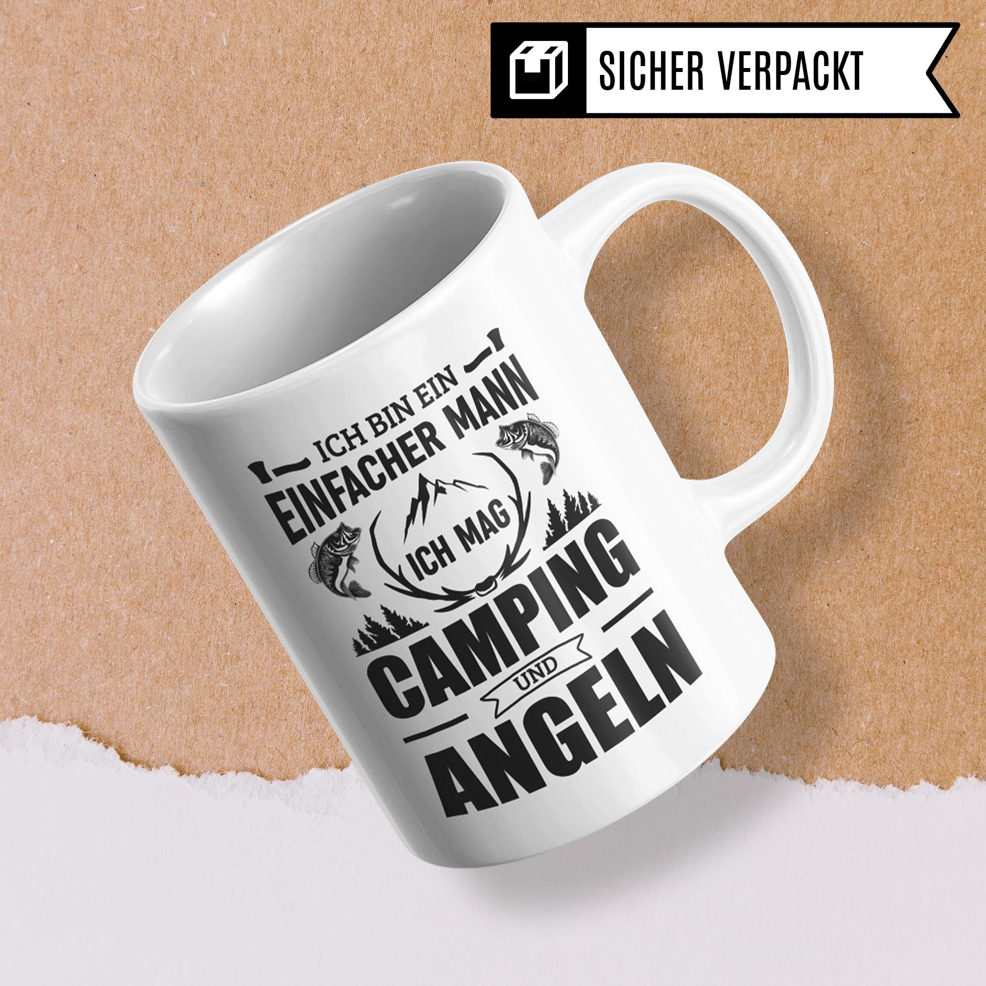 Pagma Druck Camping & Angel Tasse, Camper Angler Geschenke, Angeln Becher Fischen Fisch Campingurlaub Kaffeebecher, Kaffeetasse Geschenke für Fischer, Kaffeebecher Campingbus Spruch Geschenkidee