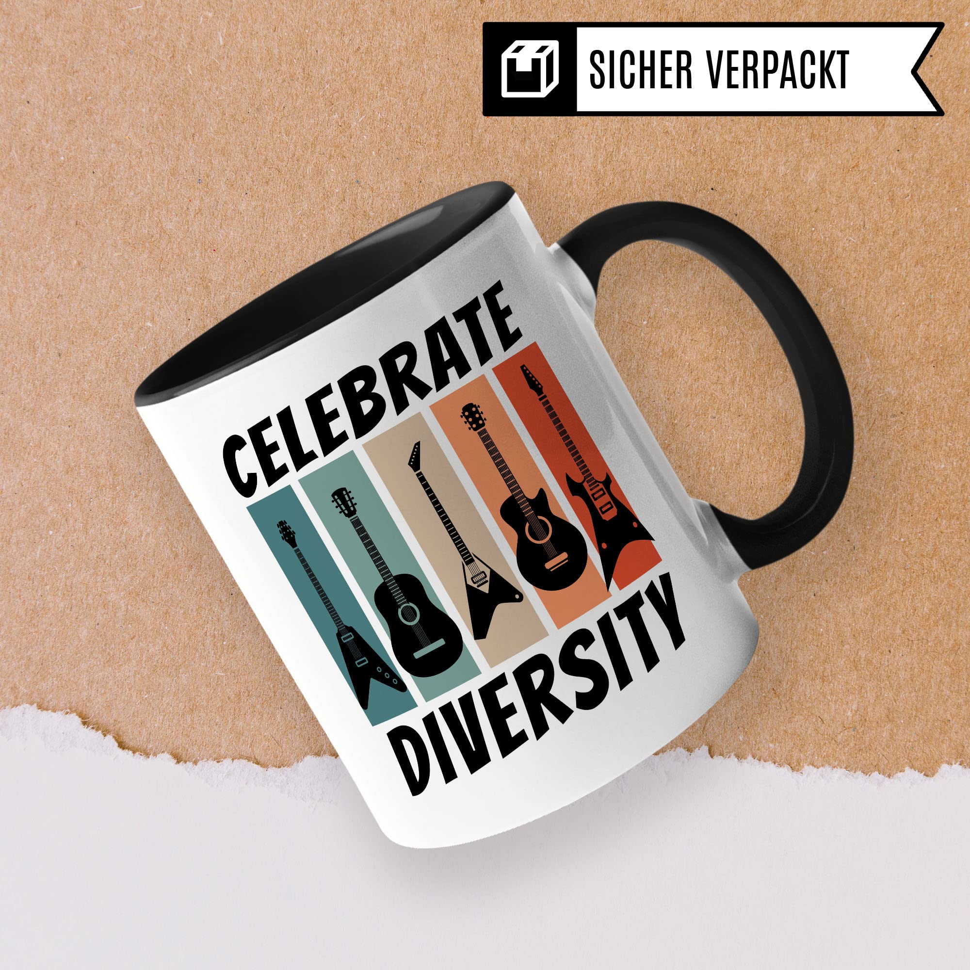 Gitarren Tasse Geschenkidee Gitarre Kaffeetasse Humor Witz Geschenk für Gitarrist Gitaristin Kaffeebecher E-Gitarre Becher