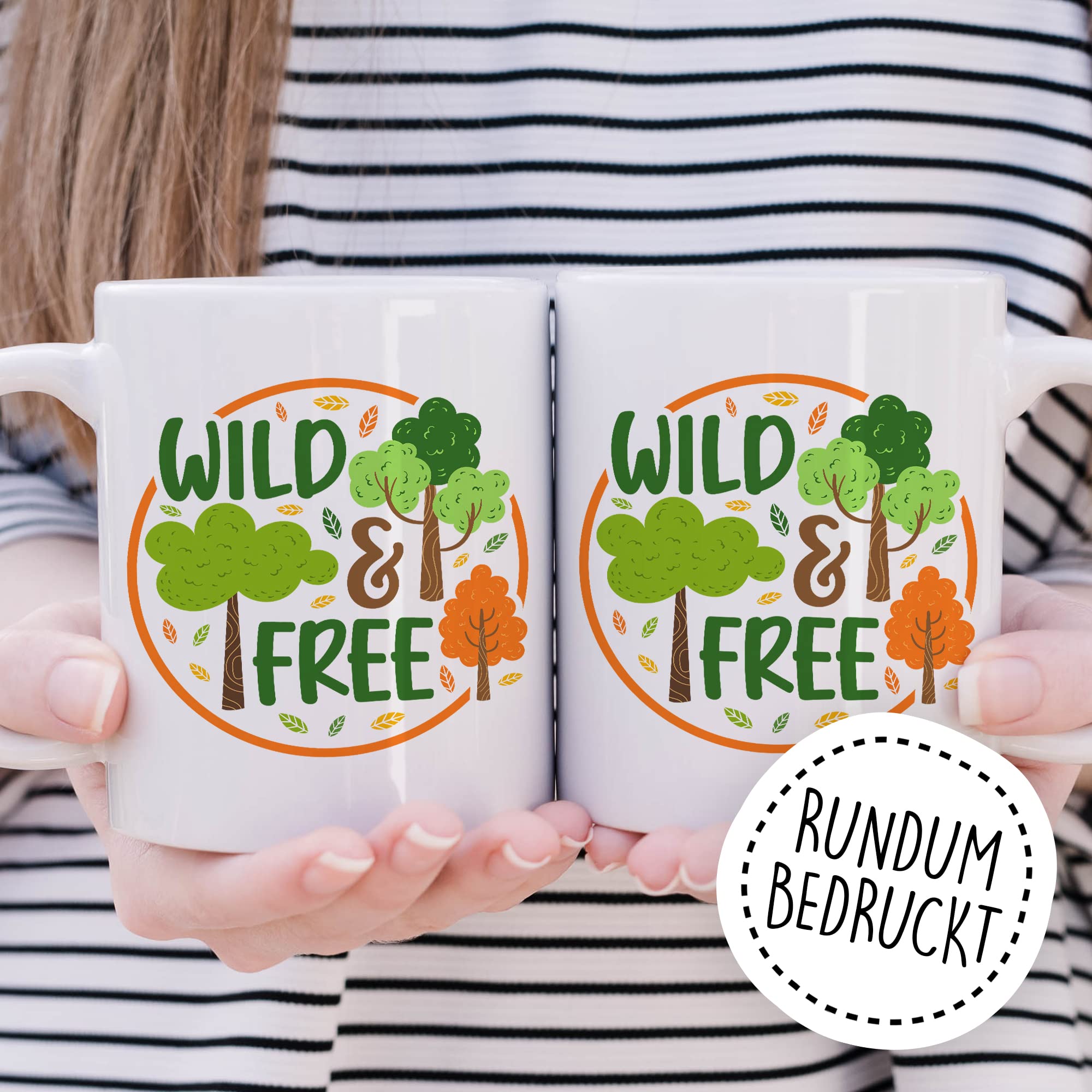 Wild & Free Becher Tasse Wohnmobil Wohnwagen Kaffeetasse Camping Geschenk Camper Kaffee-Becher Geschenkidee Outdoorfans Camperin Zelten Abenteuer Reisen Spruch Campingurlaub