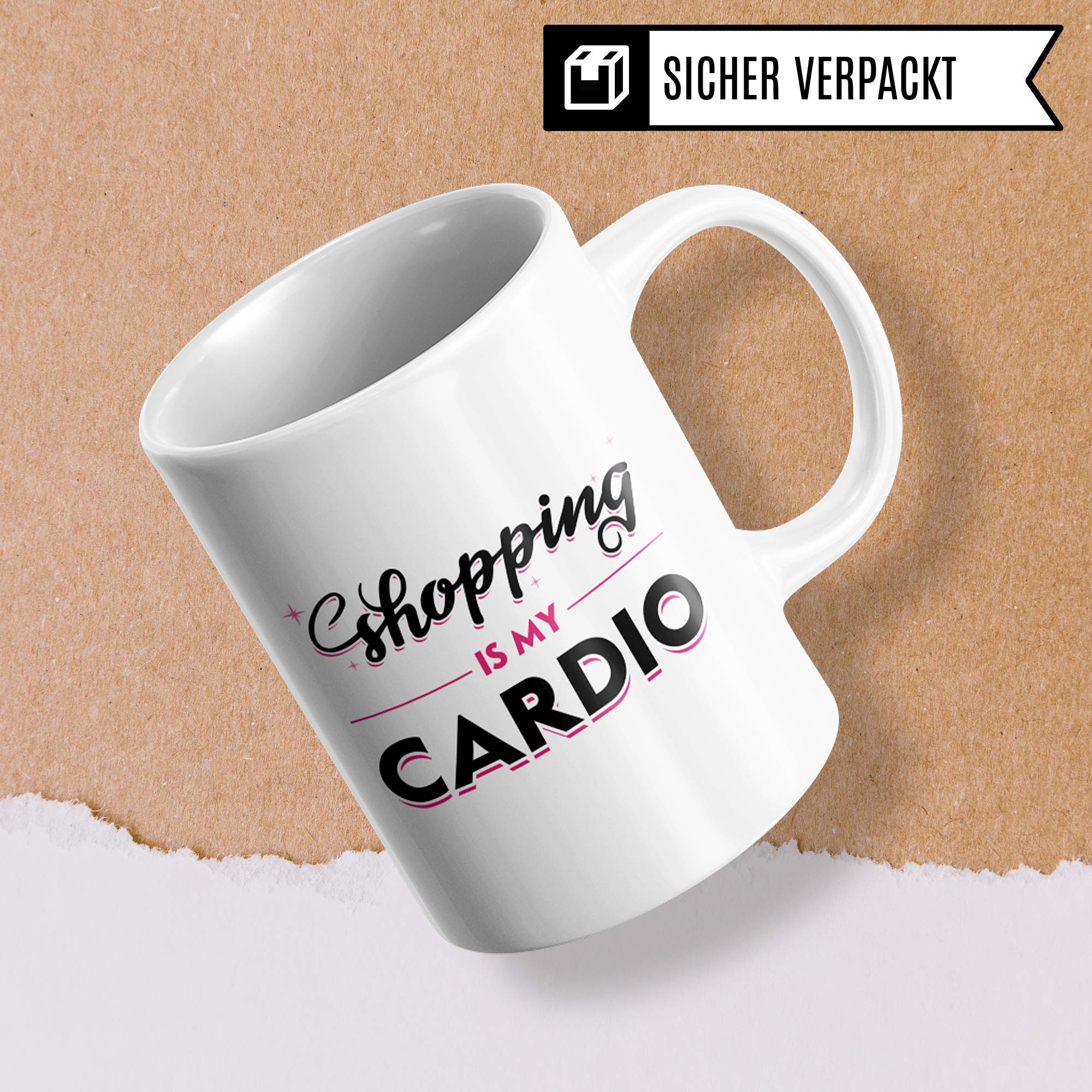 Pagma Druck Shopping Queen Tasse, Shopping Geschenk Becher, Shoppen Einkaufen Frauen Geschenkidee, Kaffeetasse Shopping is My Cardio Spaß Kaffeebecher Witz