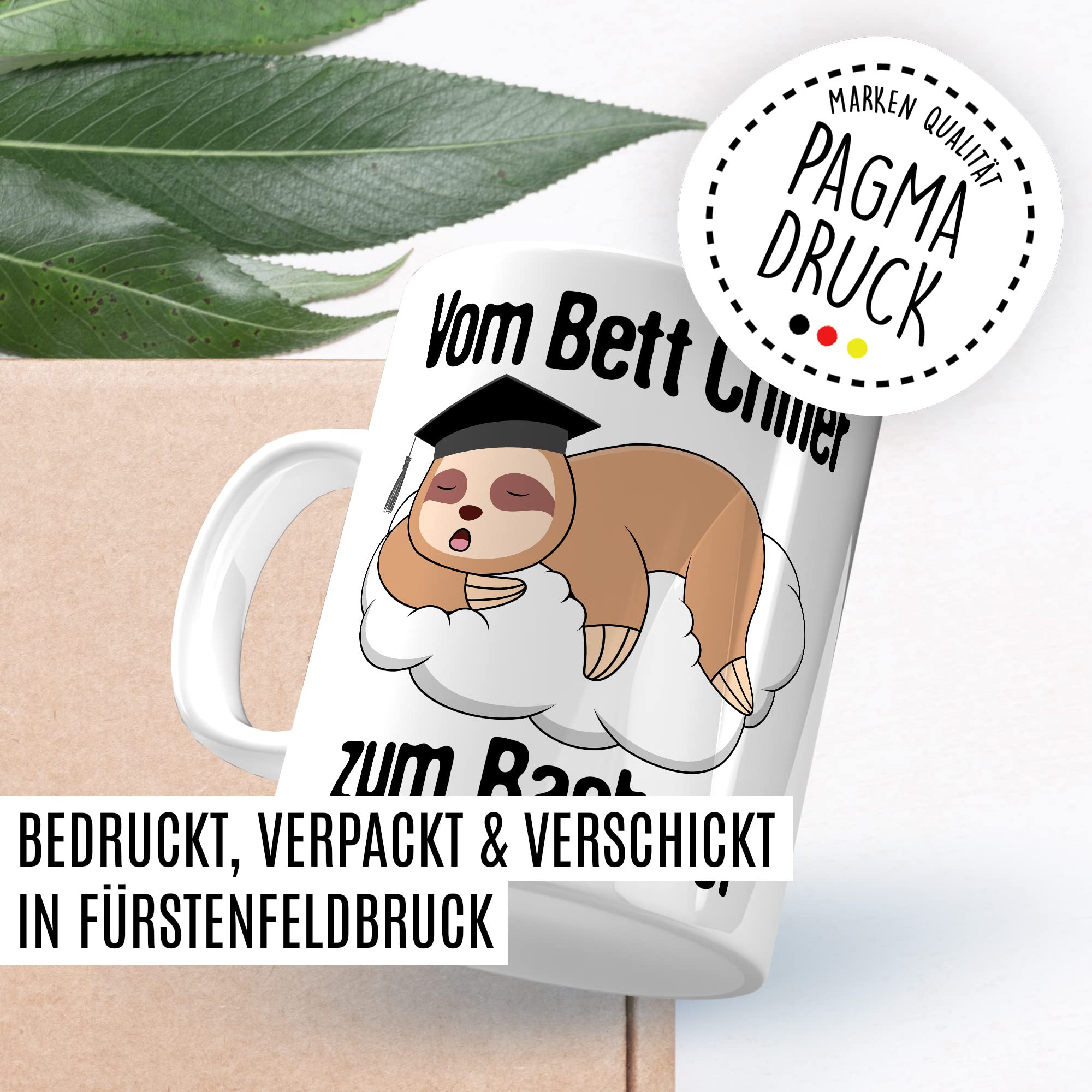 Bachelor Tasse Studenten Geschenk Humor Kaffeetasse mit lustigen Spruch Uni Kaffeebecher Studentin Geschenkidee Faultier Teetasse