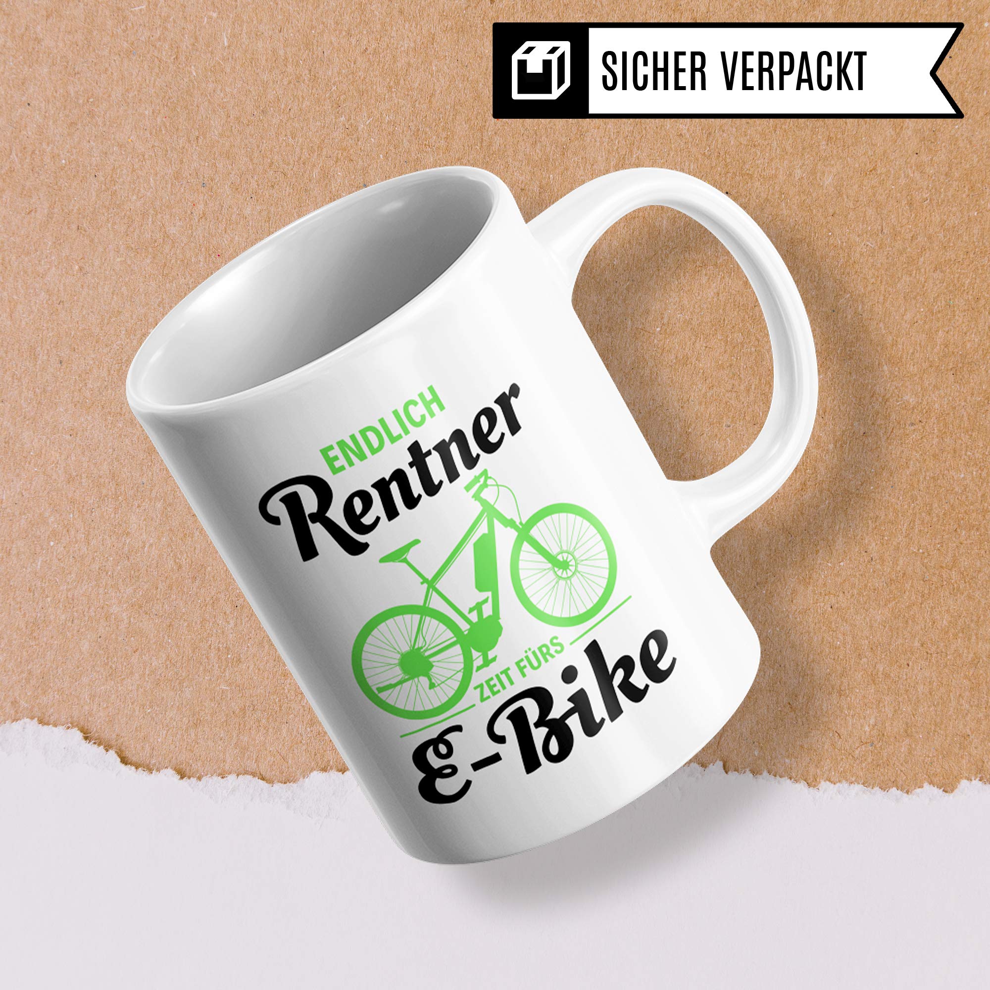 Pagma Druck EBike Geschenk, Rentner E Bike Tasse Ruhestand, Fahrrad Elektrorad Rente Renteneintritt Geschenkidee, Rentenbeginn E-Bike Becher Kaffeetasse