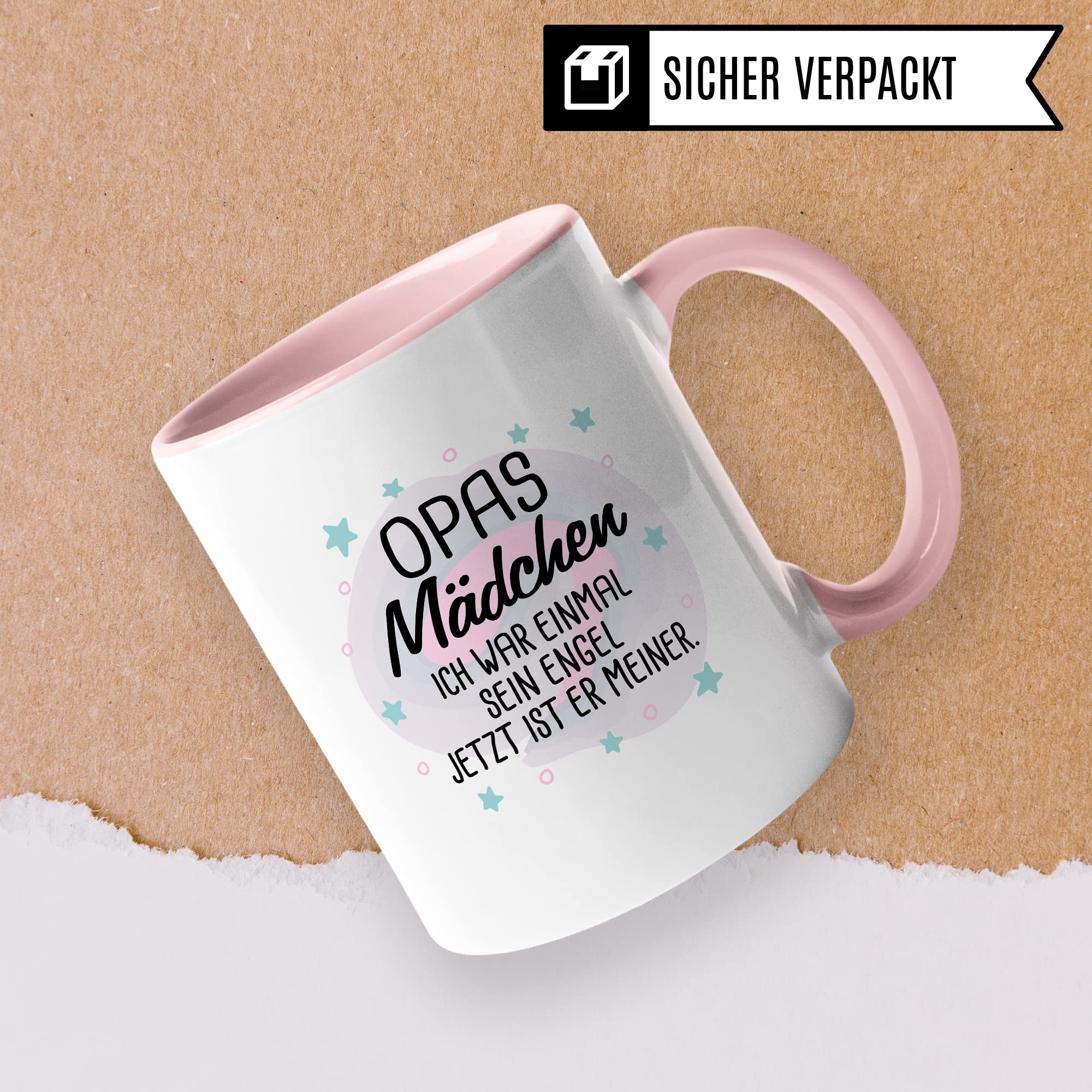 Tasse Opas Mädchen Geschenk, Opas Mädchen - Ich war einmal sein Engel - Jetzt ist er meiner Geschenkidee Enkelin Tod Großvater Trauer Kaffeetasse mit Spruch Kaffee-Becher