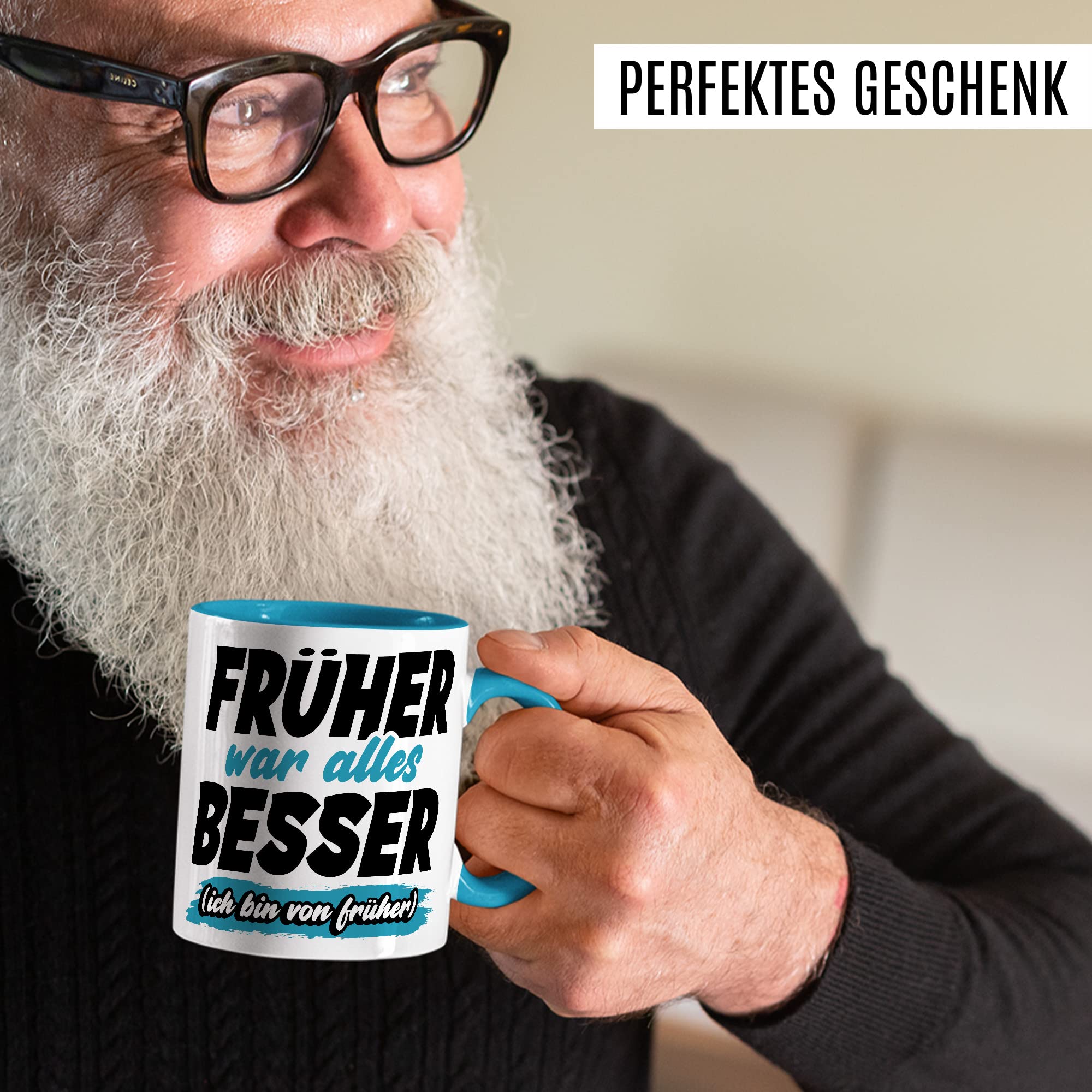 Tasse Geschenk Früher war alles besser - (Ich bin von früher) Geschenkidee Kaffeetasse mit Spruch lustig Kaffee-Becher Humor Witztasse Flachwitz Scherzkeks Witzbold