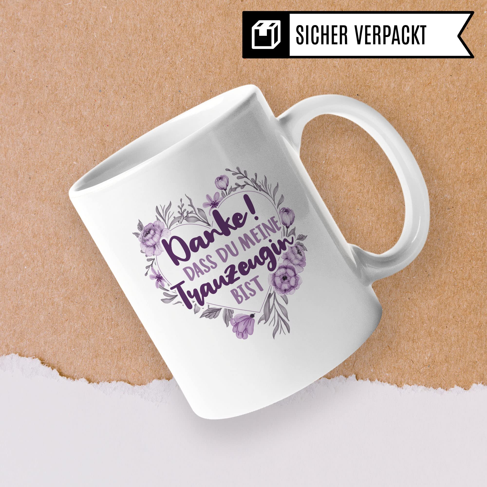 Trauzeugin Tasse DANKE! Dass du meine Trauzeugin bist Spruch Geschenk Trauzeugin süßes Motiv schöne Geschenkidee Kaffeetasse Teebecher Hochzeit Dankesgeschenk