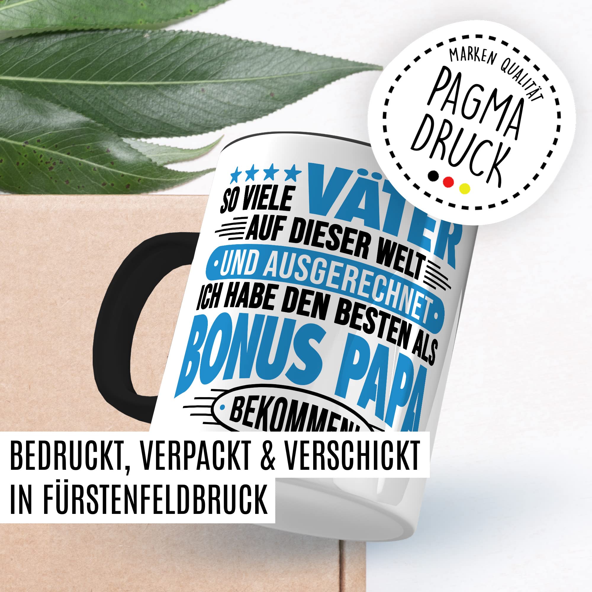 Bonuspapa Tasse Stiefpapa Geschenkidee Stiefkind Kaffeetasse Vater Geschenk für Stiefvater Kaffeebecher Familien Becher