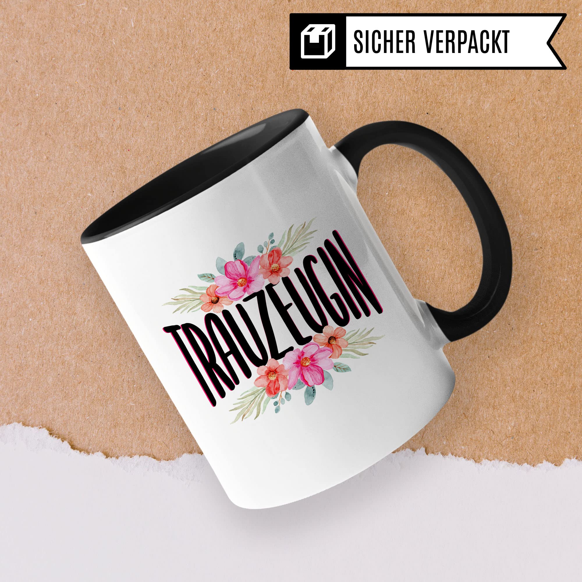 Trauzeugin fragen Tasse Geschenk Trauzeugin süßes Trauzeugin-Motiv schöne Geschenkidee Kaffeetasse Teebecher Hochzeit