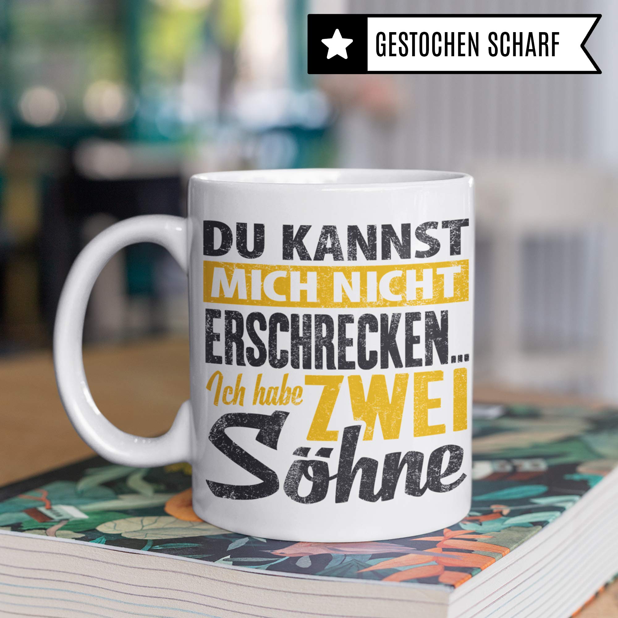 Pagma Druck Tasse Mama Söhne Geschenk, Mutter Spruch Zwei Söhne Becher Geschenkidee, Kaffeetasse Zwillinge Muttertagsgeschenk Muttertag