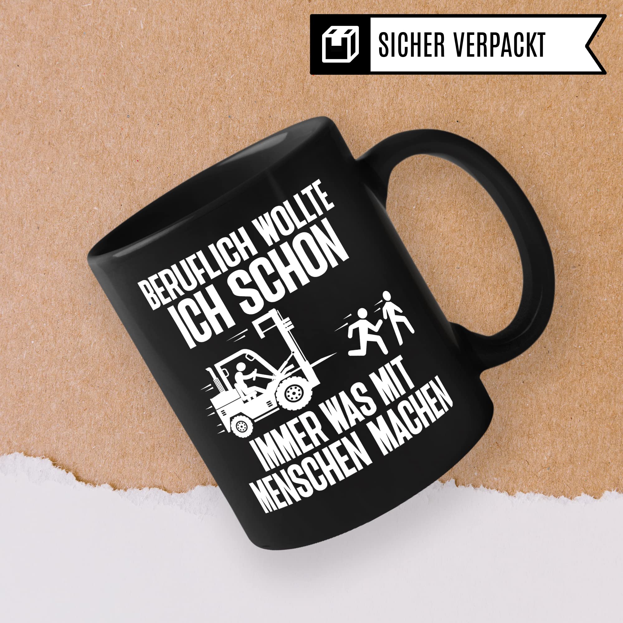 Lagerist Tasse mit Spruch lustig Staplerfahrer Geschenk Gabelstapler-Fahrer Kaffee-Becher böser Humor Kaffeebecher Lagerarbeiter Lagerlogistiker Geschenkidee