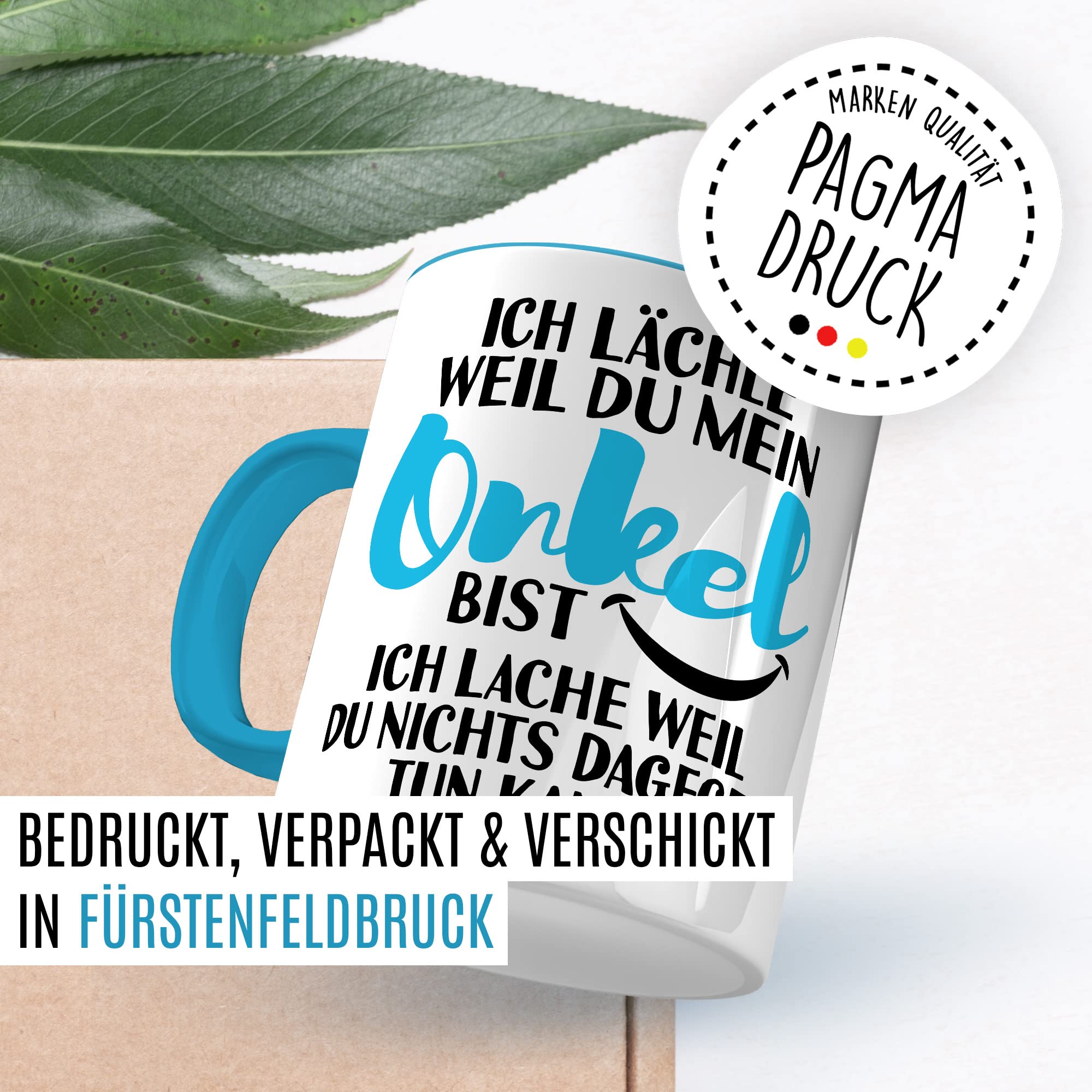 Onkel Tasse Geschenk, Ich lächle weil du mein Onkel bist - Ich lache weil du nichts dagegen tun kannst Geschenkidee Onkel Kaffee-Becher Kaffeetasse Tasse mit Spruch lustig Neffe Familie