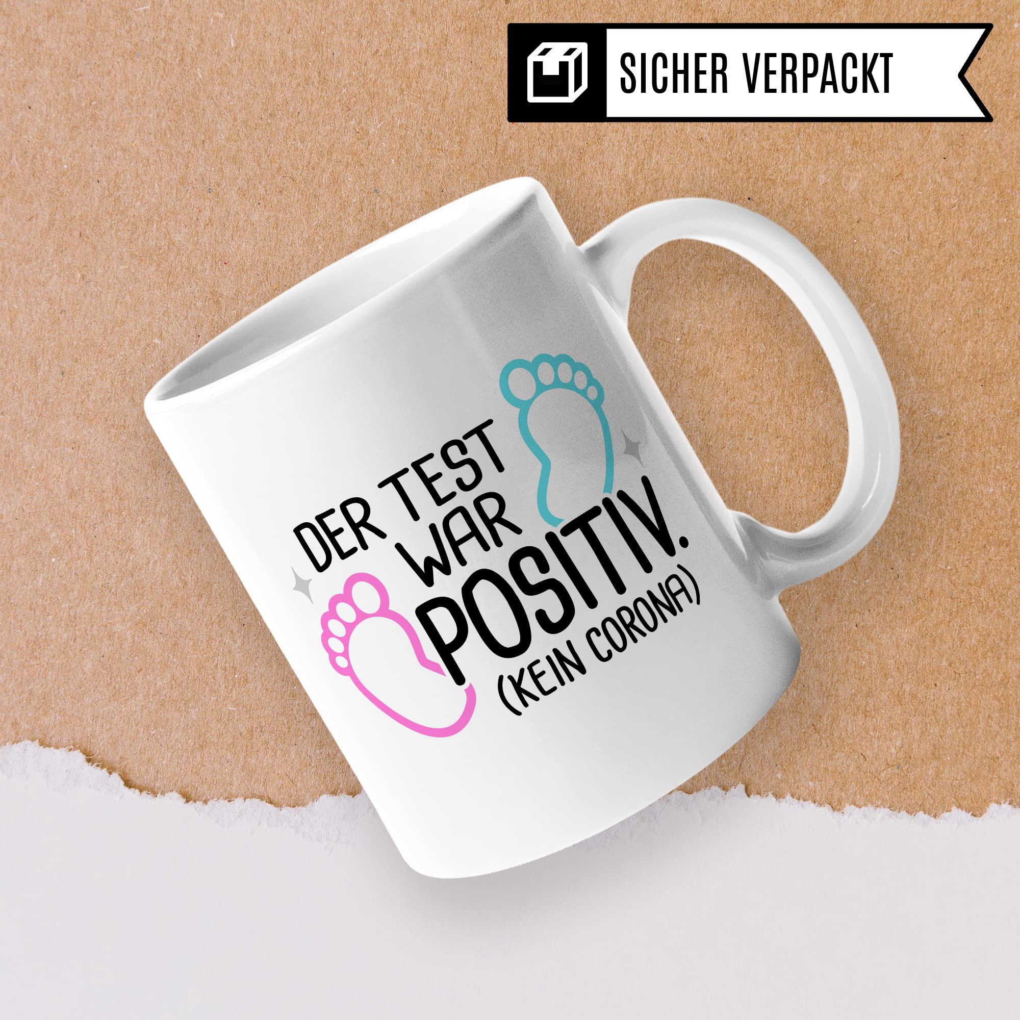 Schwangerschaft Tasse, Der Test war positiv, werdende Mama Geschenk Schwanger Freundin Papa Vater Geschenke für Opa Opa Schwester Bruder schöner Spruch Kaffee-Becher