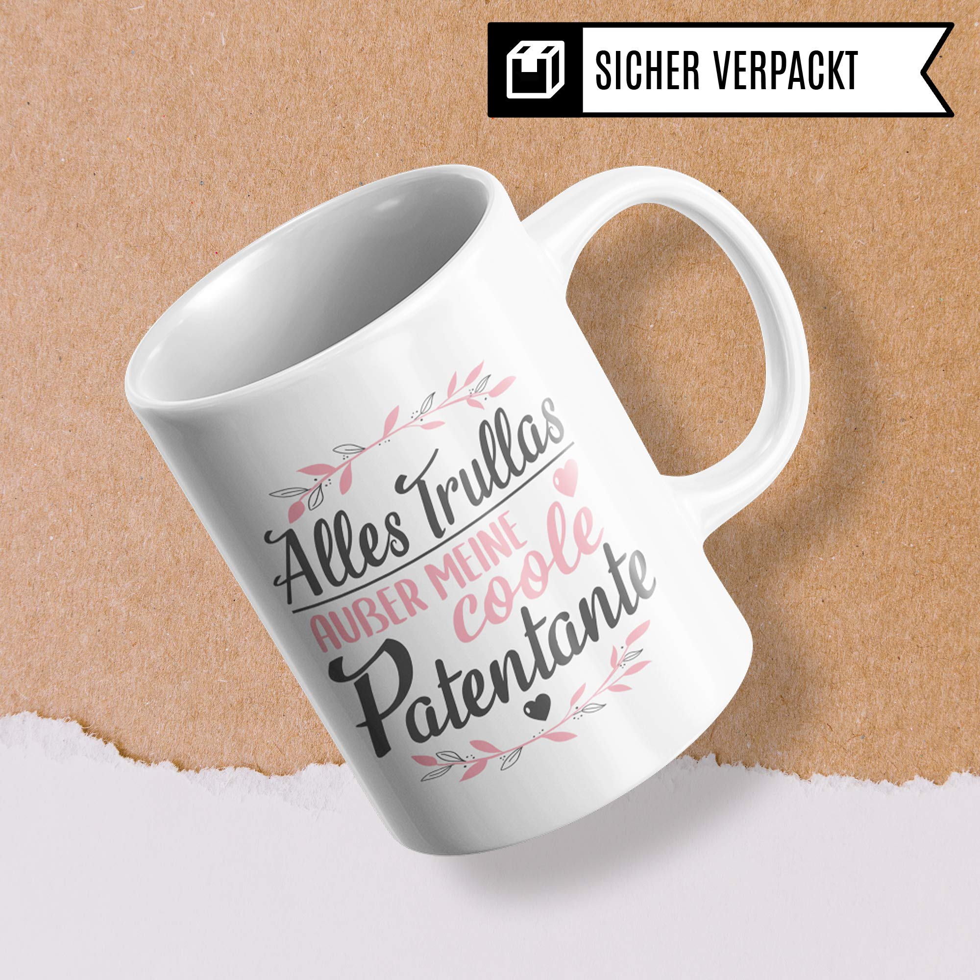 Pagma Druck Patentante Geschenk, Tasse Patentante Patensohn Patentochter Kaffeetasse, Taufgeschenke für Paten Becher, Patin Taufpatin Patenkind Geschenkidee Kaffeebecher