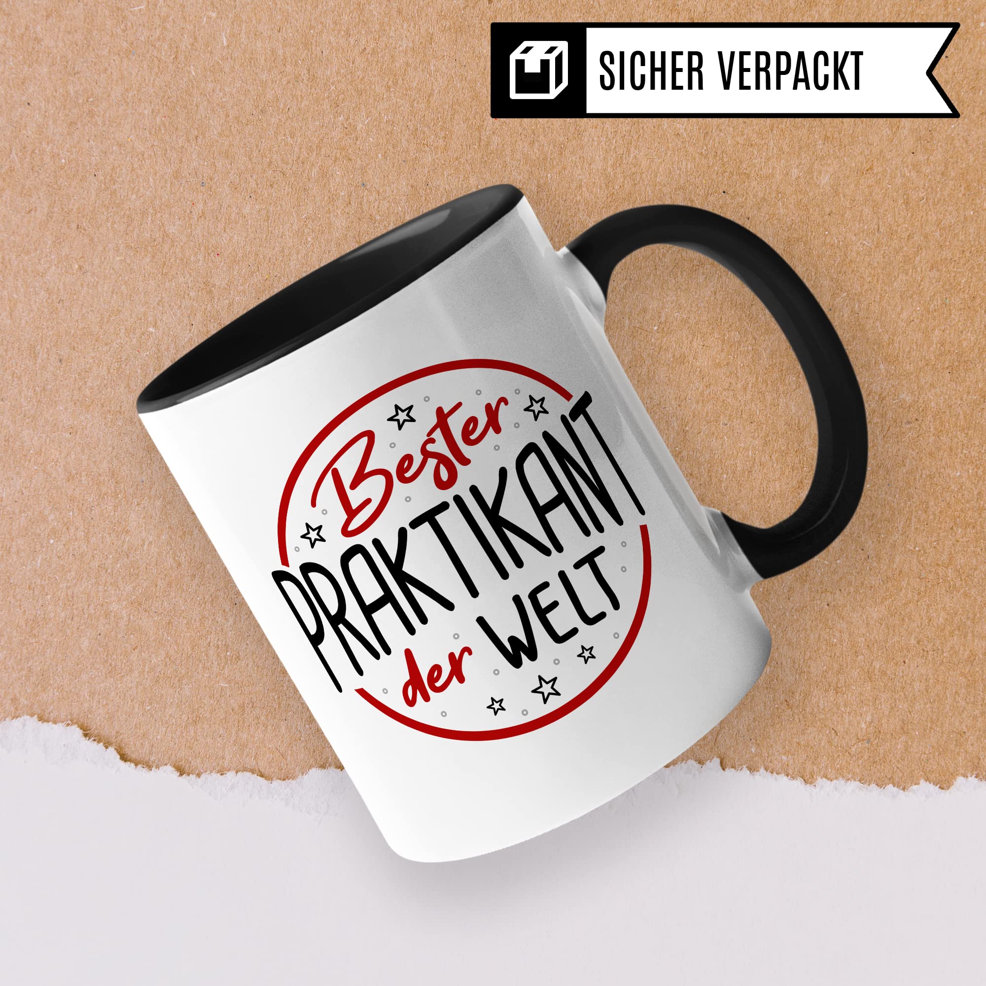 Tasse Praktikant, Bester Praktikant Geschenkidee vollendetes/begonnenes Praktikum Kaffee-Becher mit Spruch lustig Kaffeetasse Teetasse Lehrling Azubi Geschenk