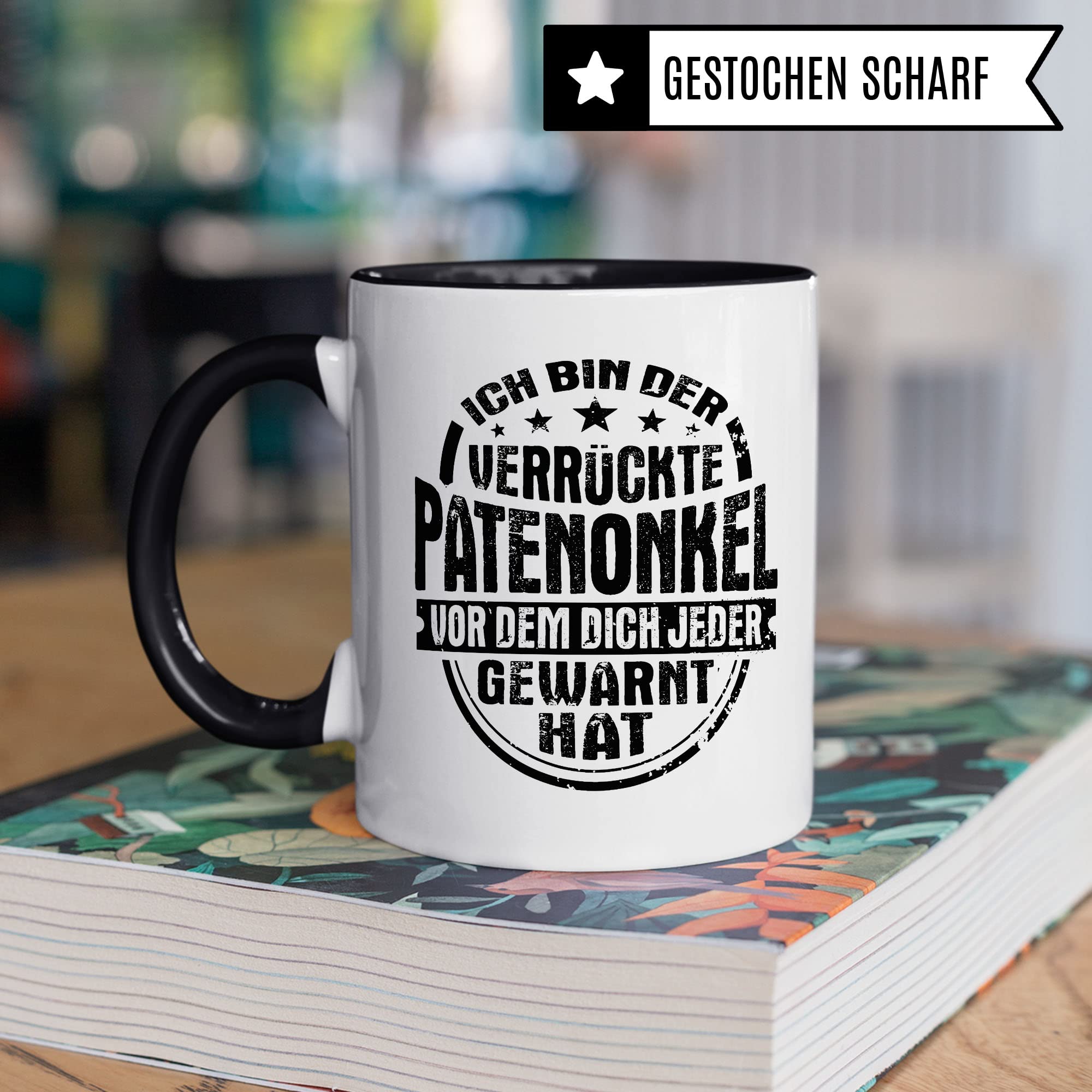 Patenonkel Tasse Geschenkidee Pate Kaffeetasse Humor Witz Geschenk für Onkel Kaffeebecher Familie Becher