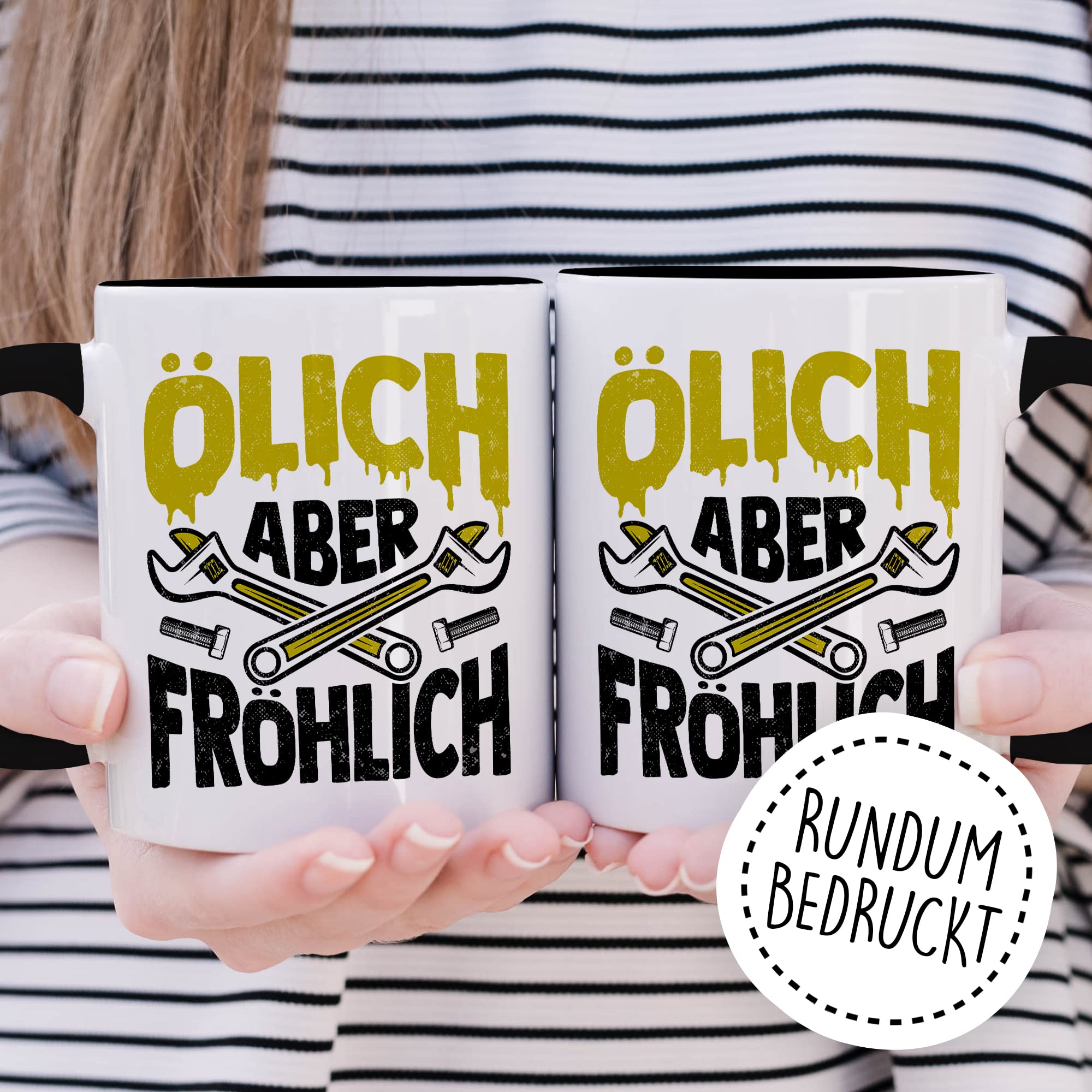 Tasse Mechatroniker Geschenk, Ölich aber Fröhlich Geschenkidee KFZ-Mechatroniker Kaffee-Becher Kaffeetasse Tasse mit Spruch lustig Mechaniker Schrauber Teetasse