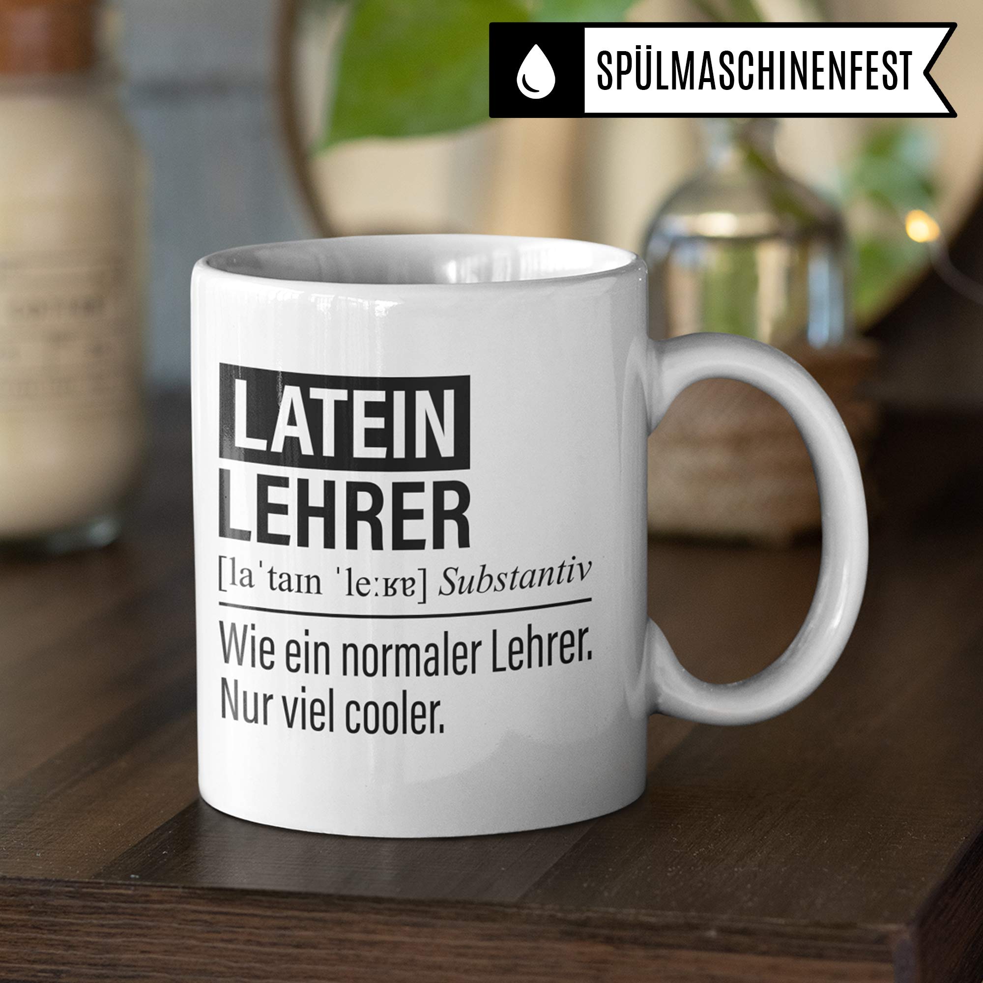 Latein Lehrer Tasse, Geschenk für Lateinlehrer, Kaffeetasse Geschenkidee Lehrer, Kaffeebecher Lehramt Schule Latein Unterricht Witz