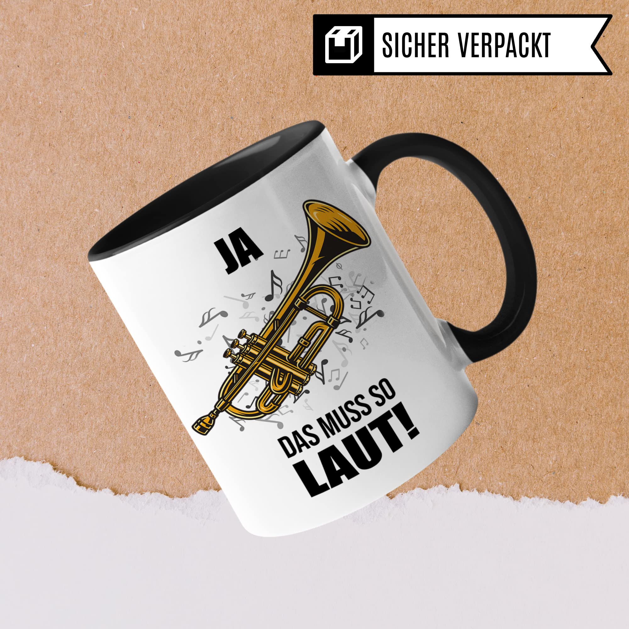 Trompete Tasse - Musik Geschenk für Trompeter - Kaffeetasse Musiker Trompetenspieler - Instrument Geschenkideen Becher Blechbläser Spruch Kaffeebecher