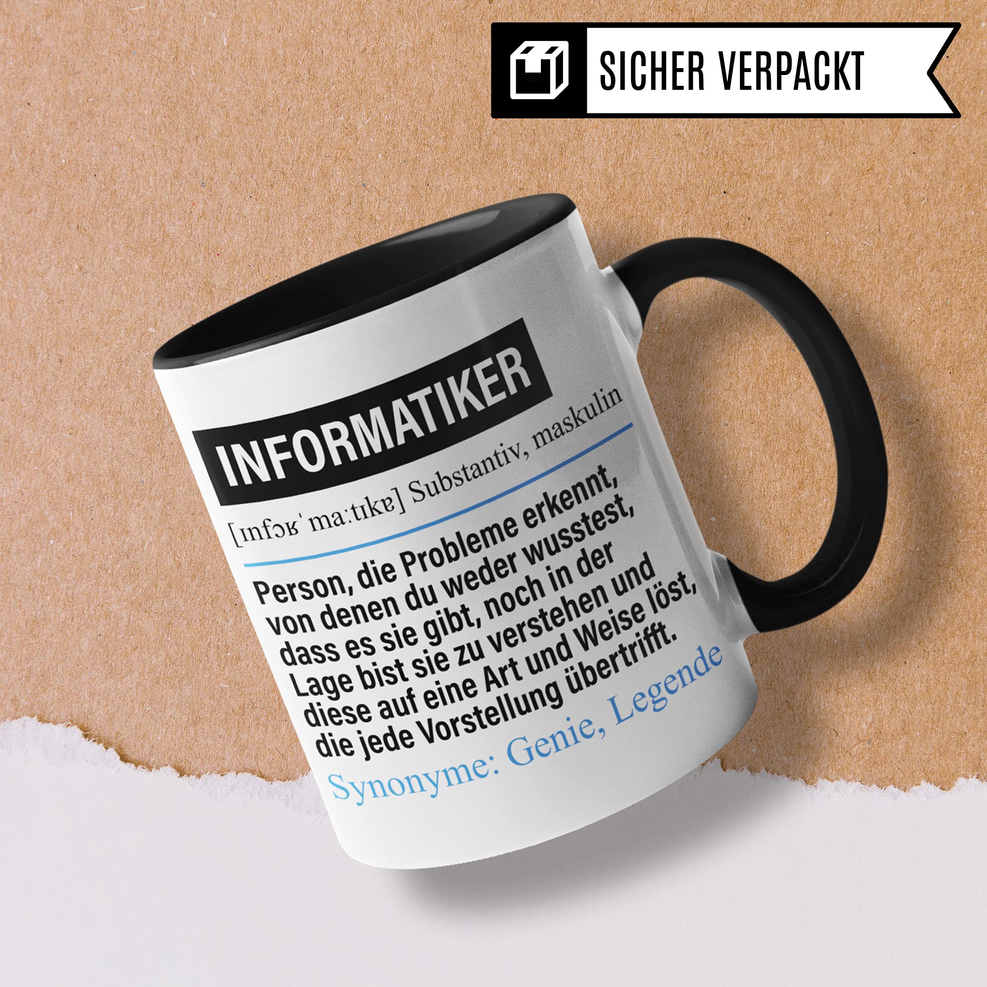 Informatiker Tasse lustig Definition, Informatik Programmierer Geschenk, Spruch Kaffeebecher Coder Geschenkidee, Kaffeetasse Entwickler Beruf Developer Becher