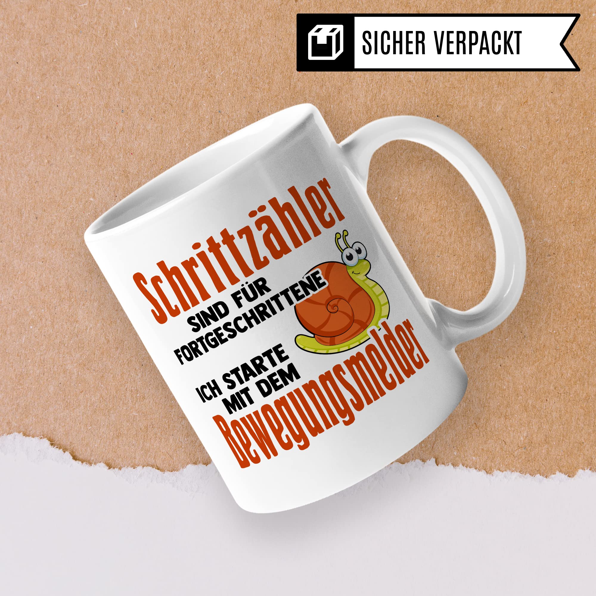 lustige Tasse mit Spruch, Geschenk für Bewegungsmuffel Faulenzer Faulpelz Tiere Humor Sarkasmus Kaffeetasse, Schrittzähler Bewegungsmelder Tasse Büro