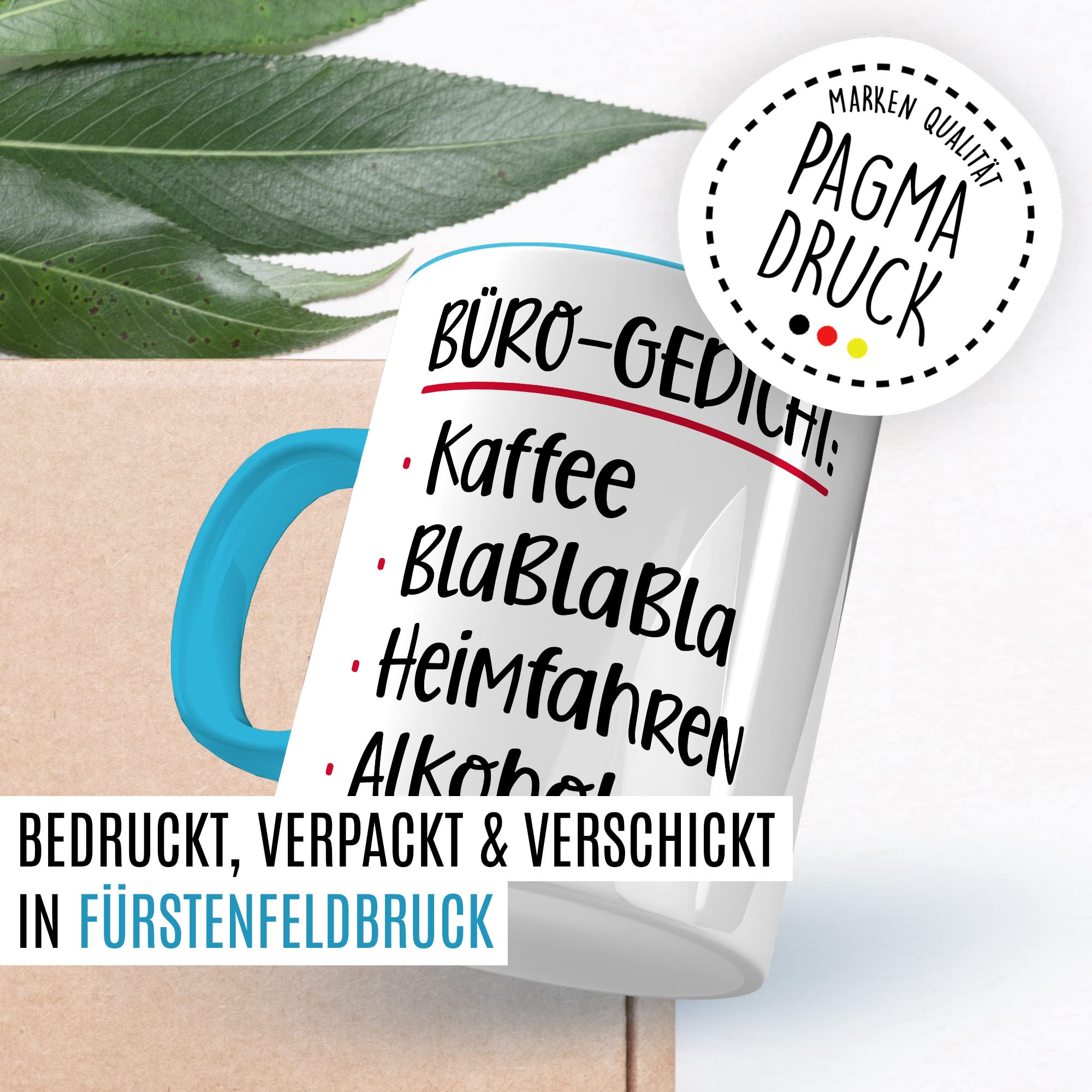 Büro Gedicht Tasse lustig Kaffee Alkohol Spruch Kaffeetasse Kollege Geschenk Kaffee-Becher Kollegin Geschenkidee Humor