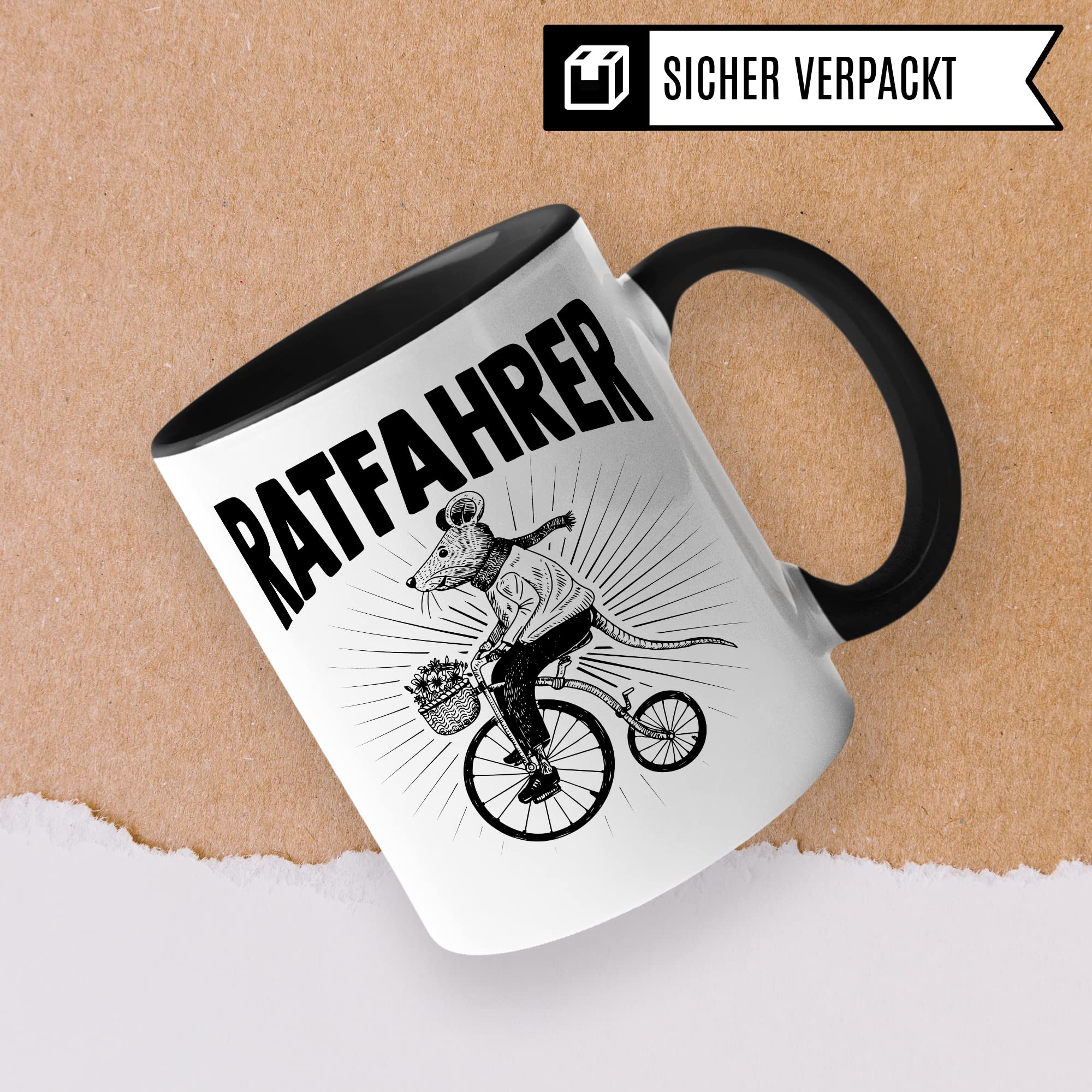 Ratfahrer Tasse Fahrrad Kaffeetasse Ratte Kaffee-becher Fahrradliebe Bike lustig Geschenk Fahrradfahren Geschenkidee Motiv Biker