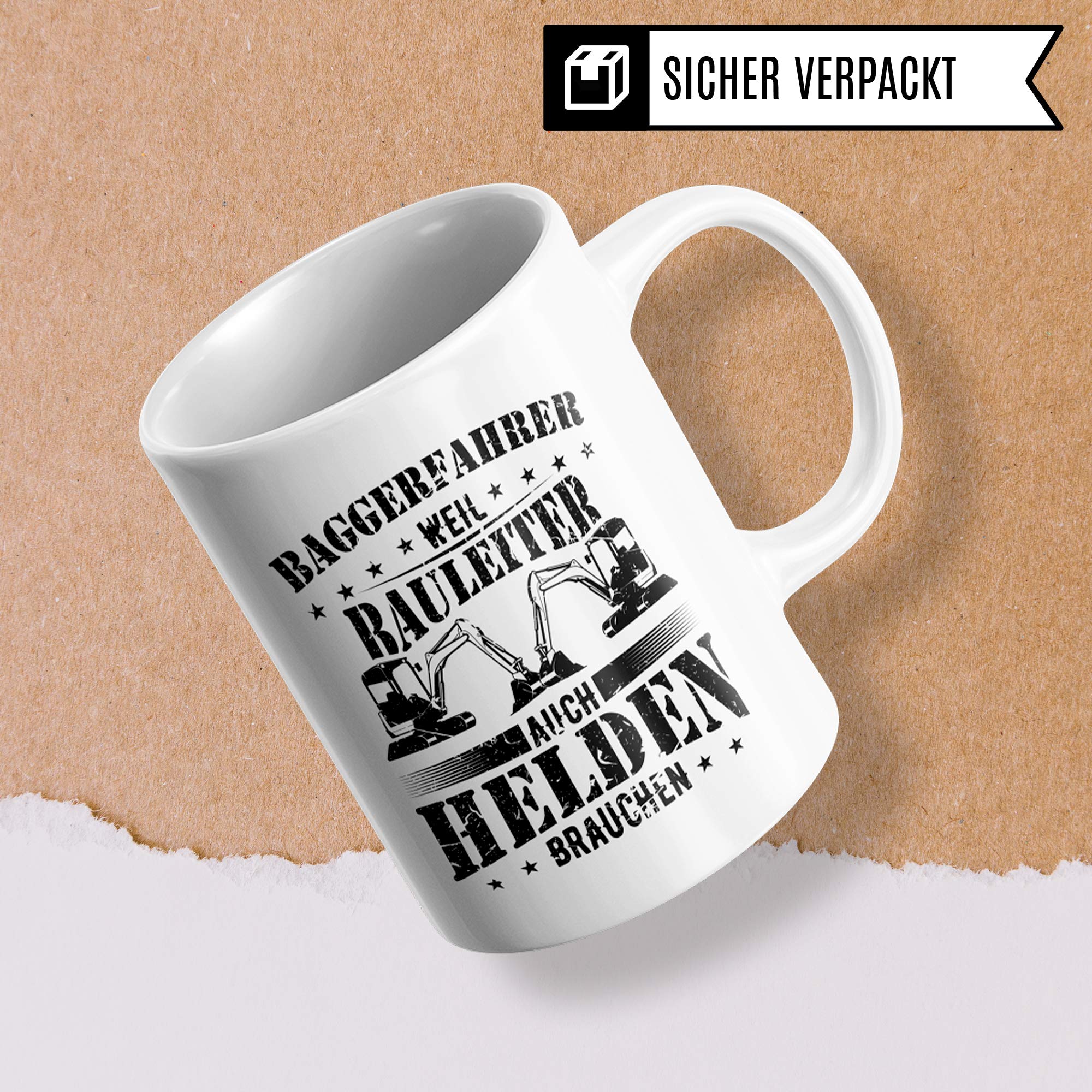 Pagma Druck Baggerfahrer Geschenk Becher, Bagger Tasse, Geschenkidee Baumaschinen Baggerführer Radladerfahrer, Kaffeetasse Baumaschinenführer Baumaschinist Kaffeebecher