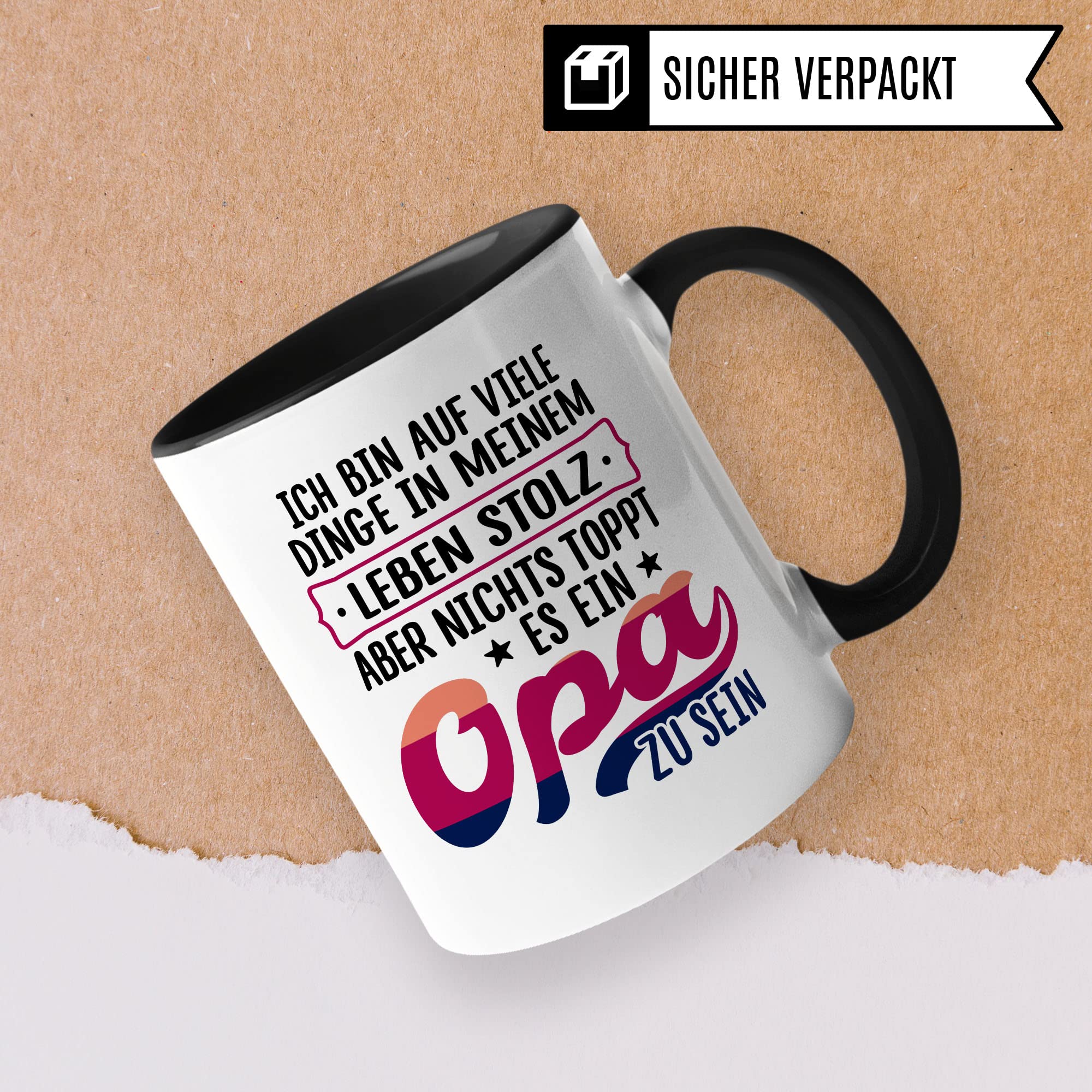 Opa Tasse, Ich bin auf viele Dinge in meinem Lebem stolz - aber nichts toppt es ein Opa zu sein, Geschenk Großvater Spruch Enkelkinder schöner Spruch Geschenkidee Enkel Kaffeetasse