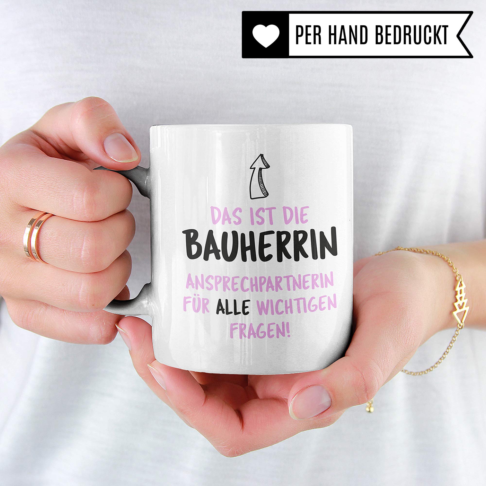 Pagma Druck Bauherrin Tasse Geschenkidee Frau Bauherrin Geschenk Spruch Becher Kaffeetasse Hausbau Eigenheim Richtfest Einweihung