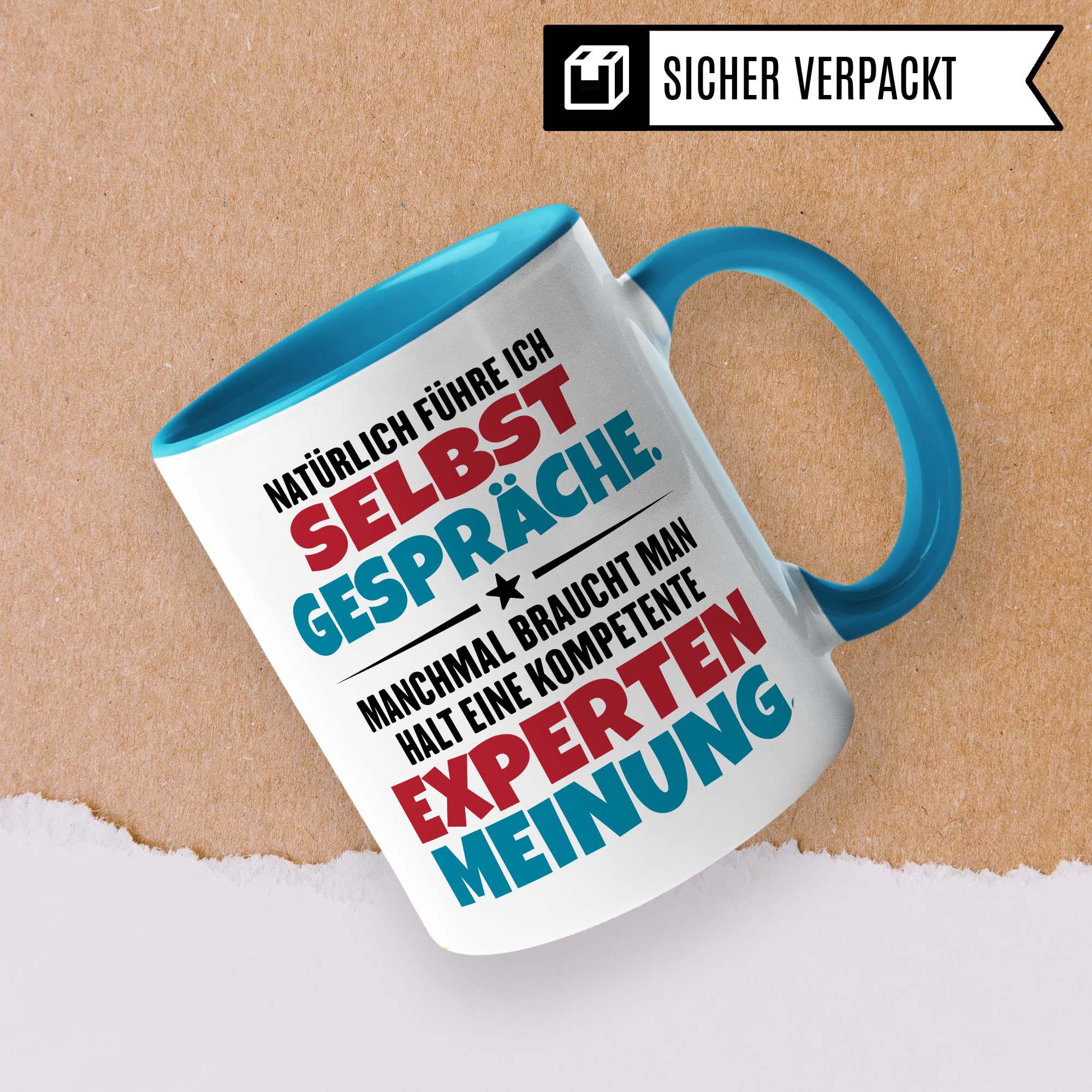 Lustige Tasse mit Spruch Kaffeetasse fürs Büro Humor Natürlich führe ich Selbstgespräche Spruch Geschenk Witz Geschenkidee Kaffee-Becher