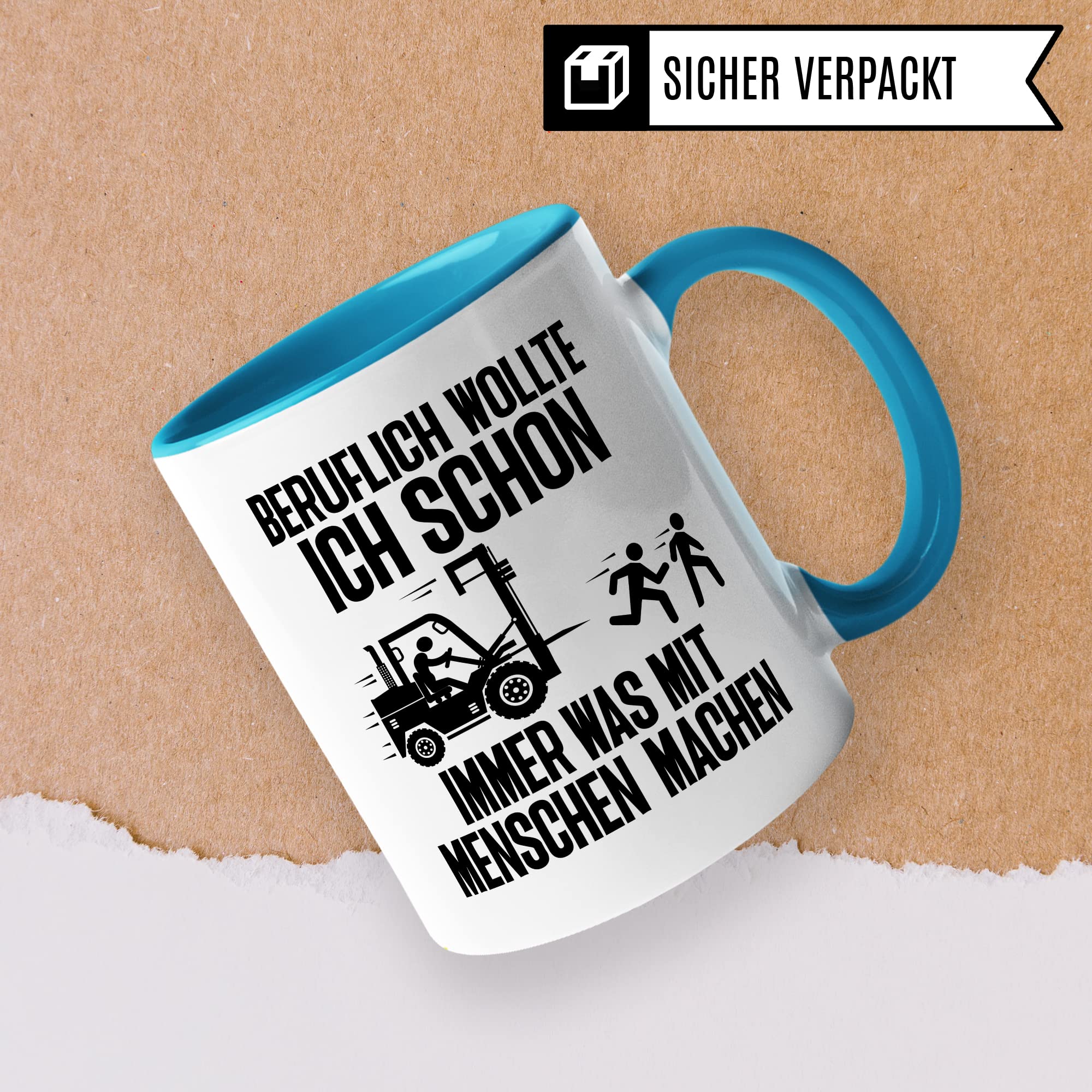 Lagerist Tasse mit Spruch lustig Staplerfahrer Geschenk Gabelstapler-Fahrer Kaffee-Becher böser Humor Kaffeebecher Lagerarbeiter Lagerlogistiker Geschenkidee